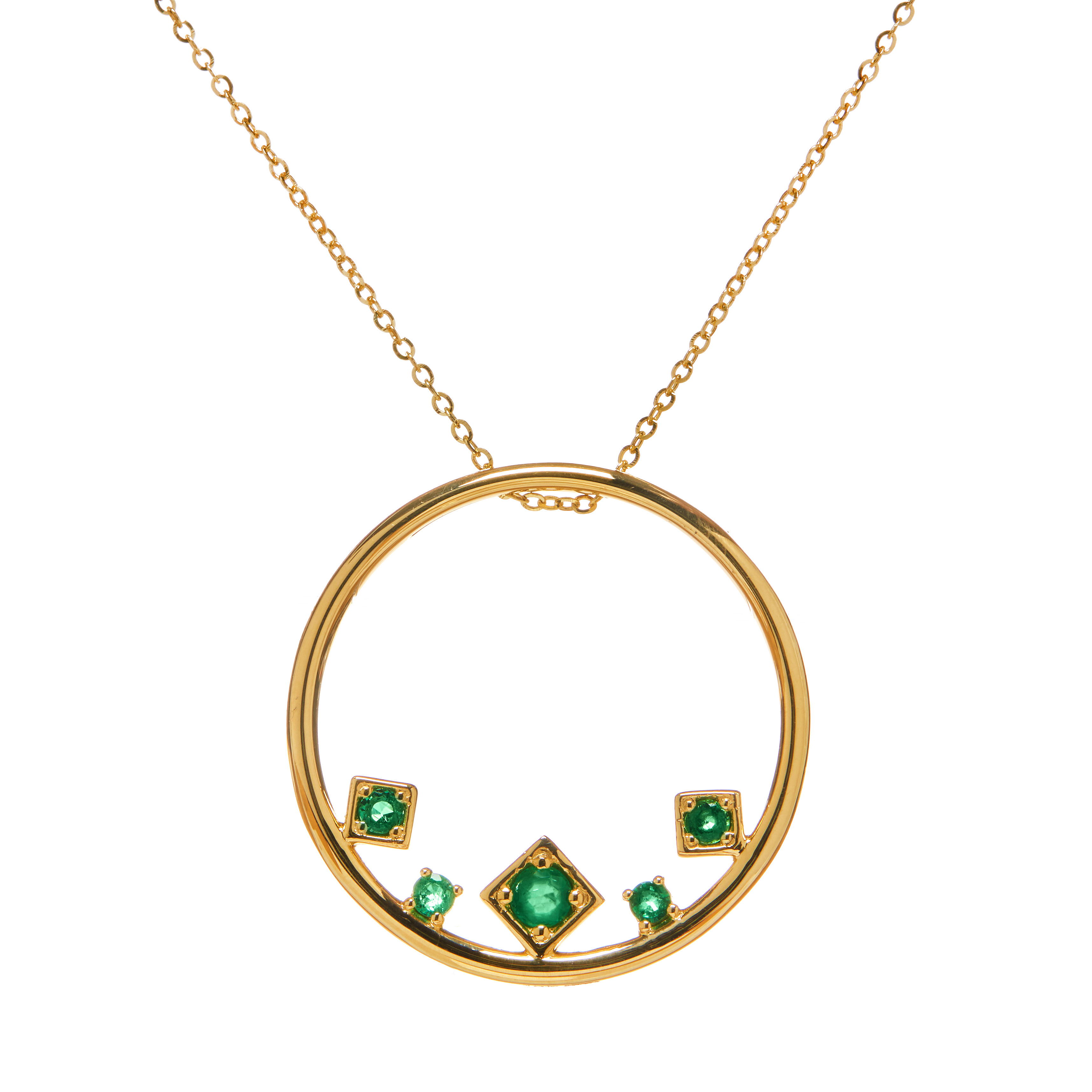 Pandantiv aur galben 18k, smaralde