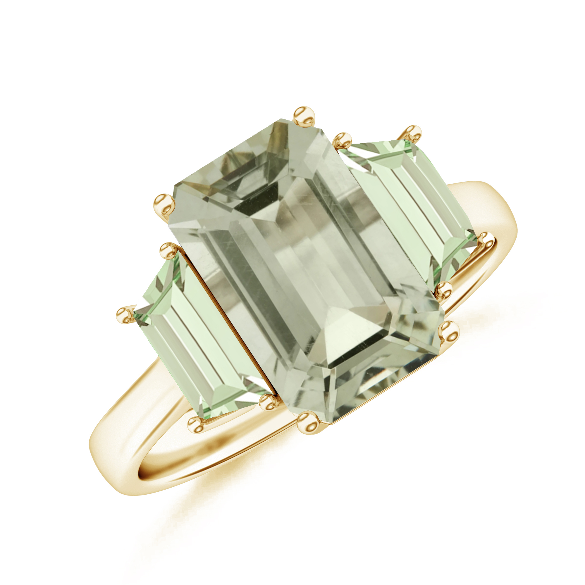 Inel TRIAD din aur galben de 18k cu ametist verde