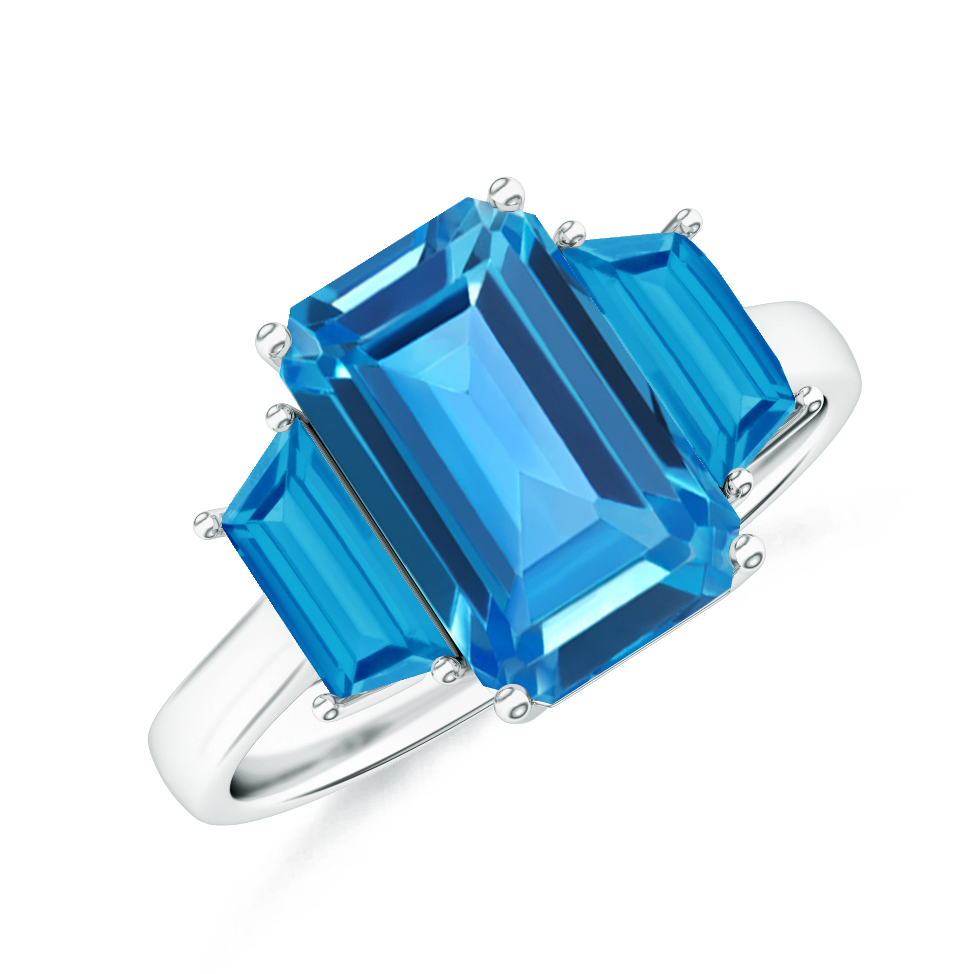 Inel TRIAD din aur alb de 18k cu topaz swiss