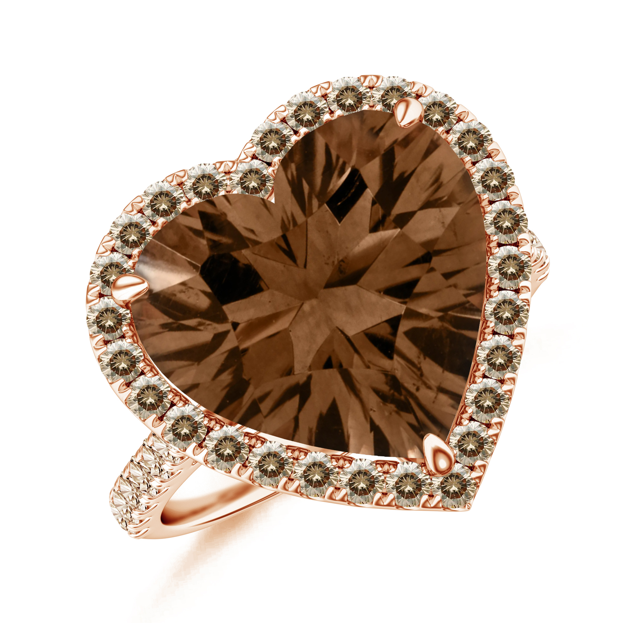 Inel TIMELESS din aur roz de 18k / cuart fumuriu si diamante