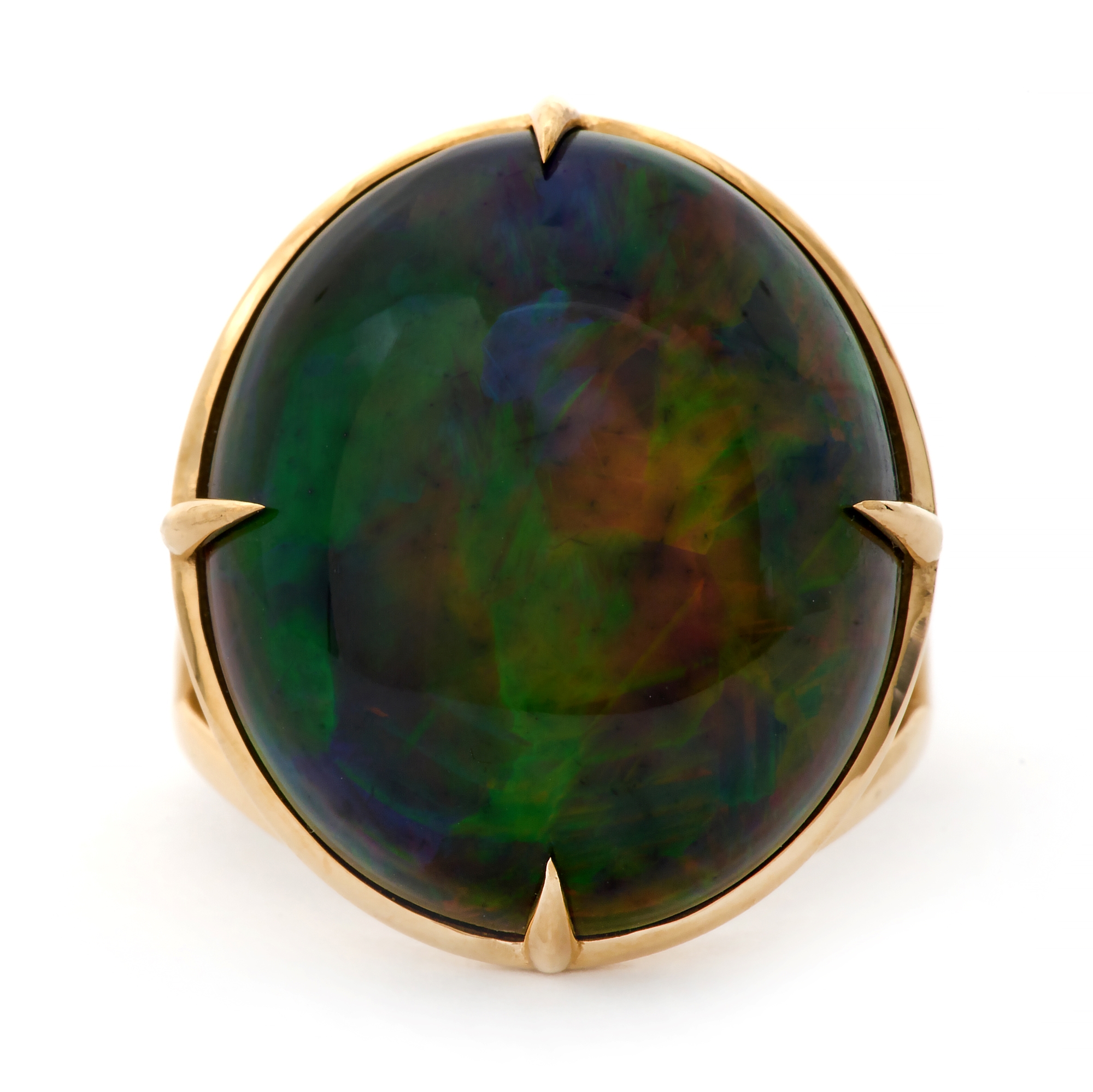Inel VESTA din aur galben de 18k cu opal negru