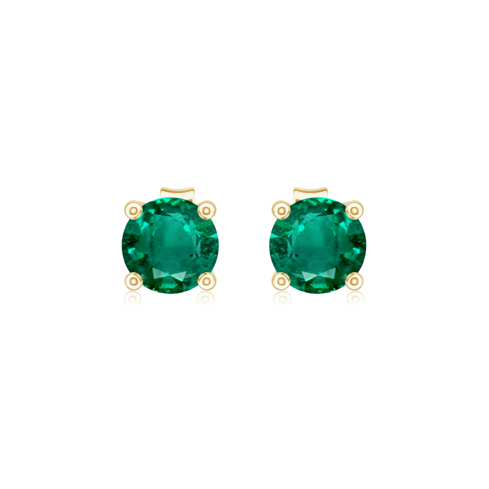 Cercei aur galben 18k, smarald
