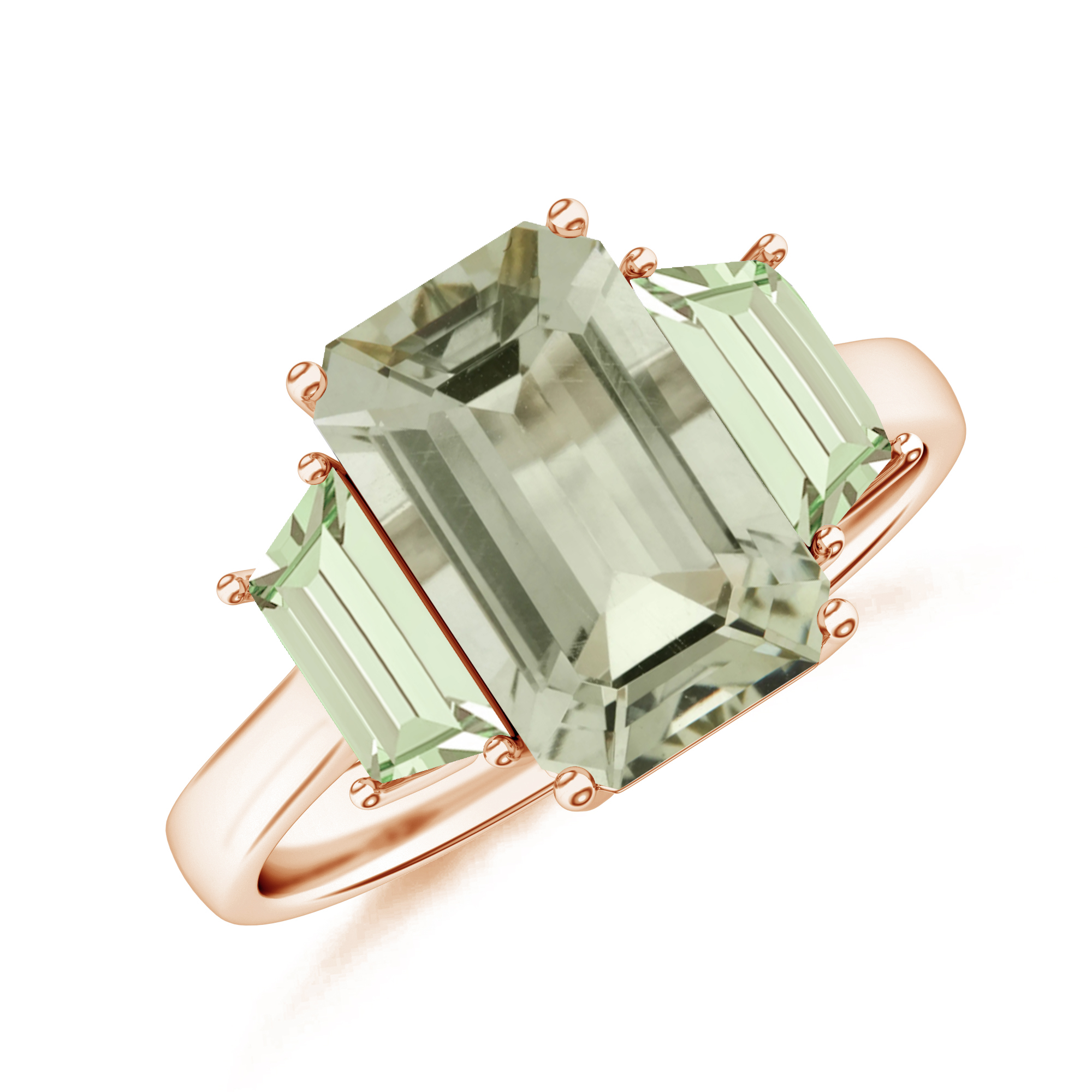 Inel TRIAD din aur roz de 18k cu ametist verde