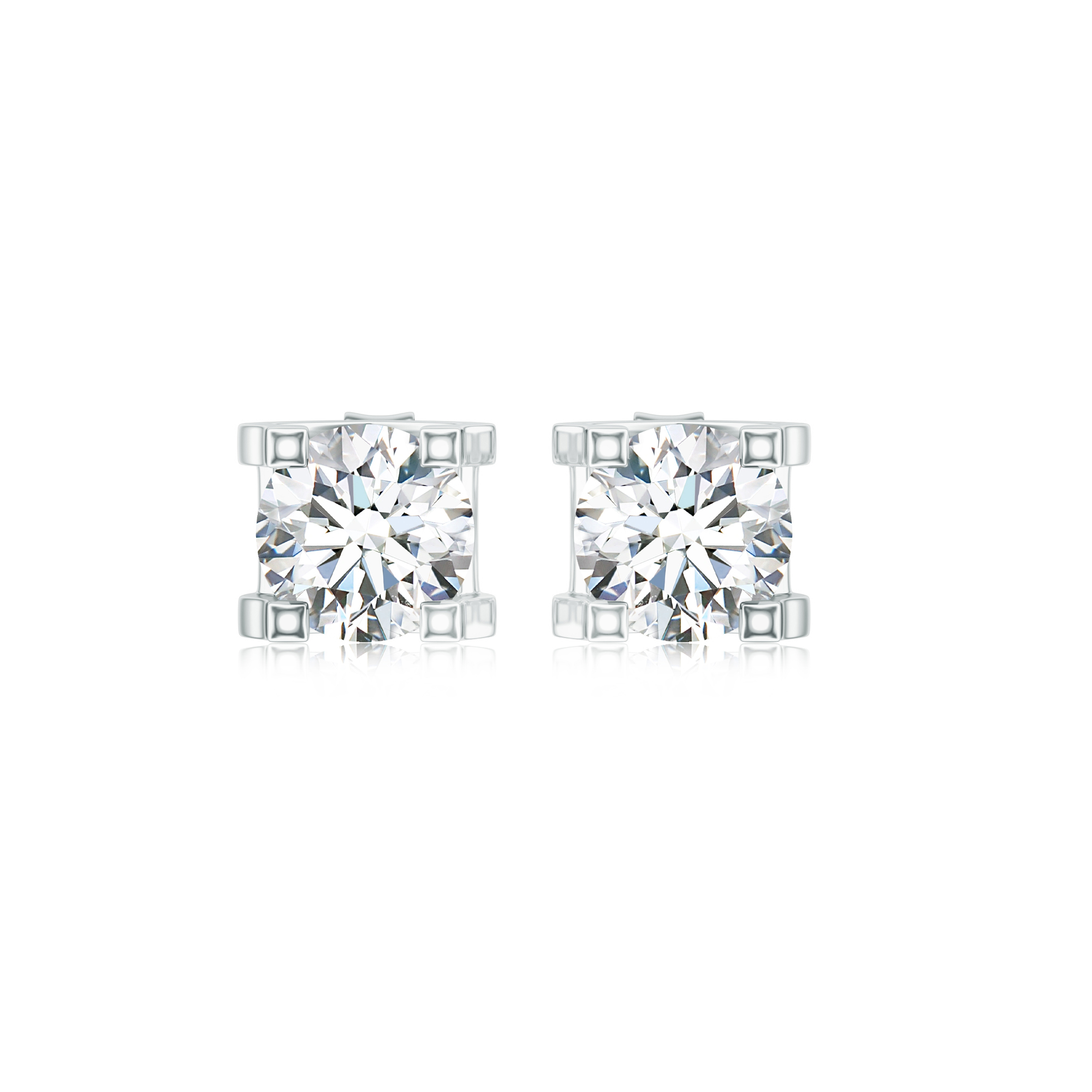Cercei tip studs DIAMONDS din aur alb de 18k cu diamante (0.214 ct.)