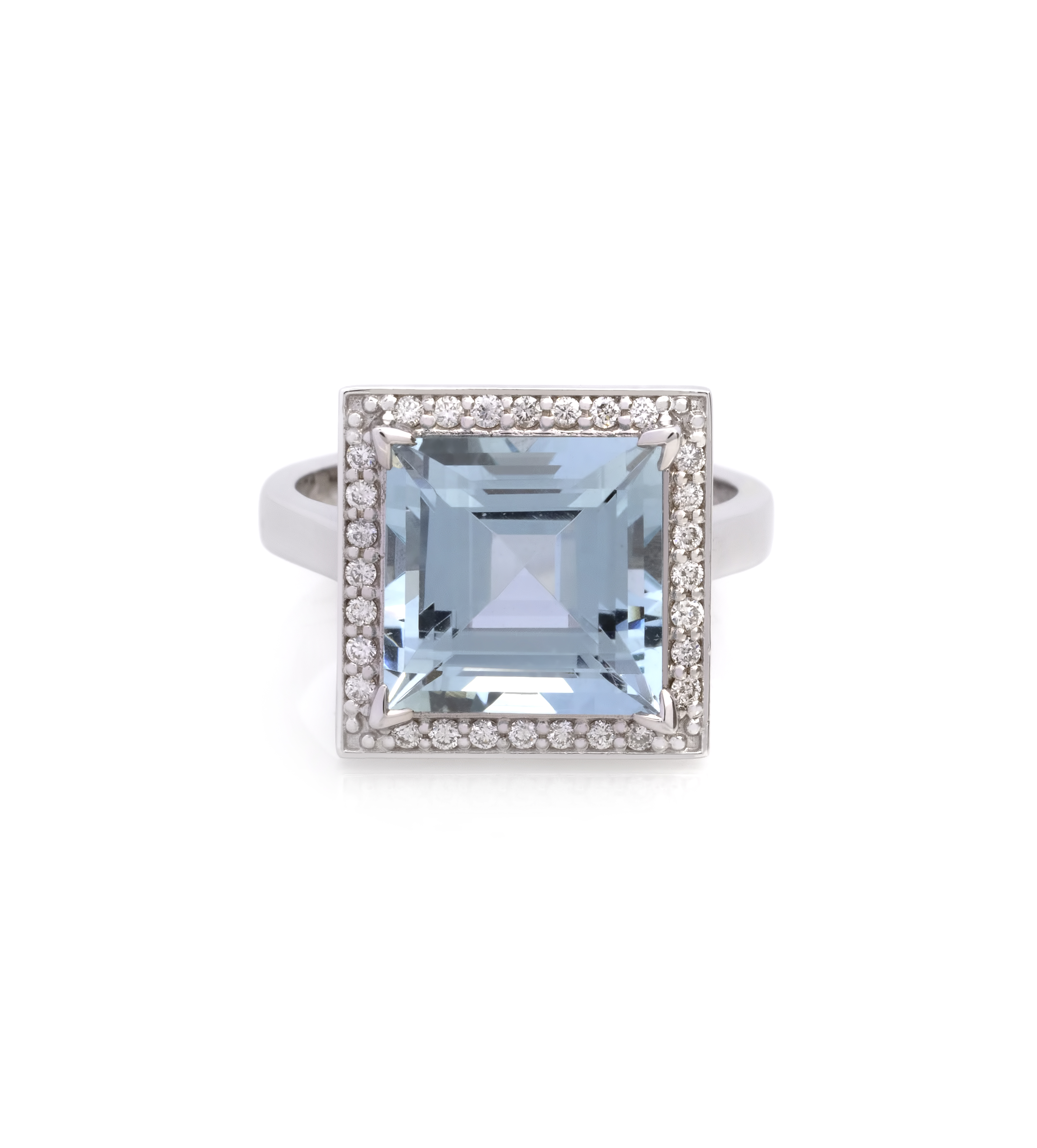 Inel TIMELESS din aur alb de 18k cu acvamarin (4.73 ct.) si diamante