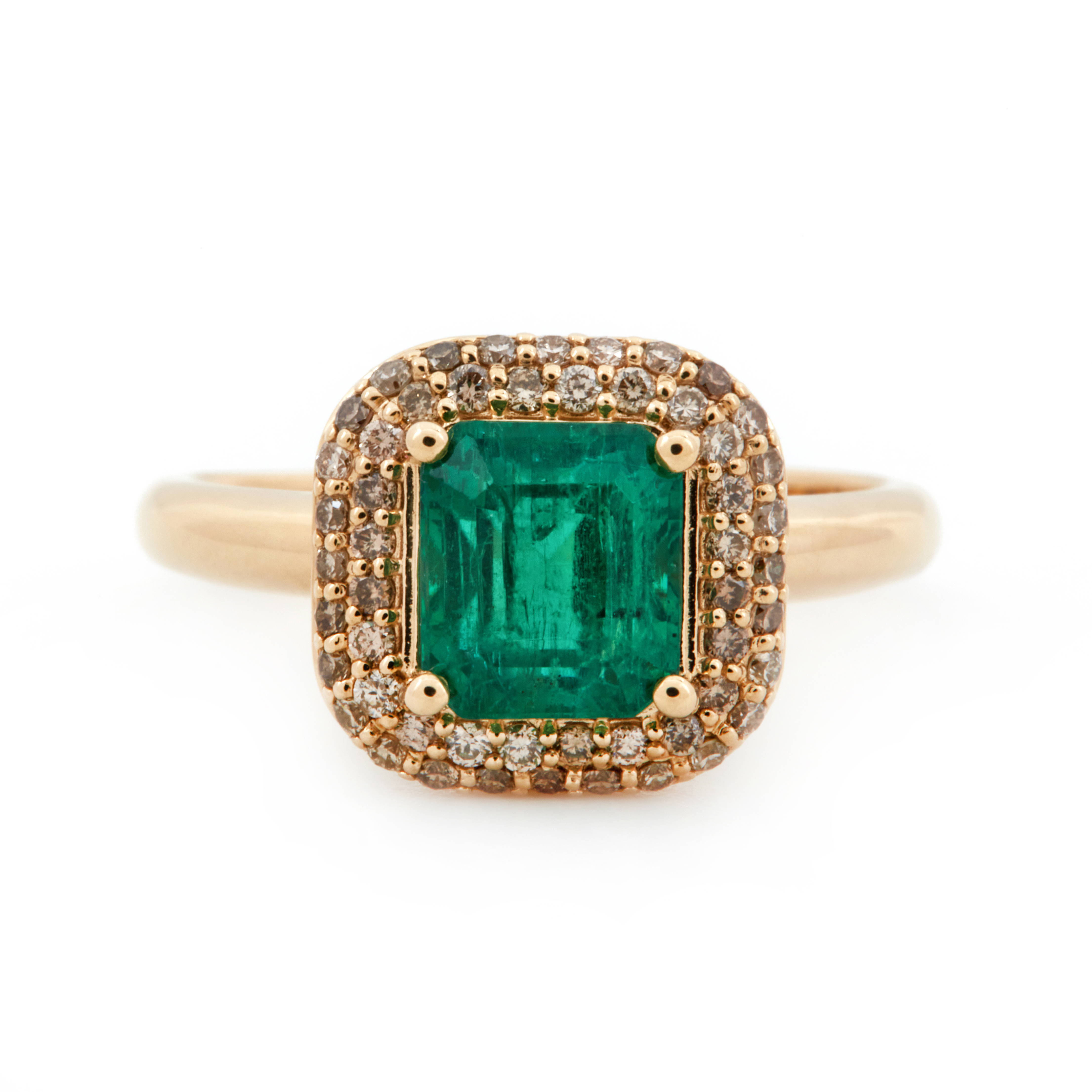 Inel aur galben 18k, smarald 1.69 ct. si diamante 0.36 ct.
