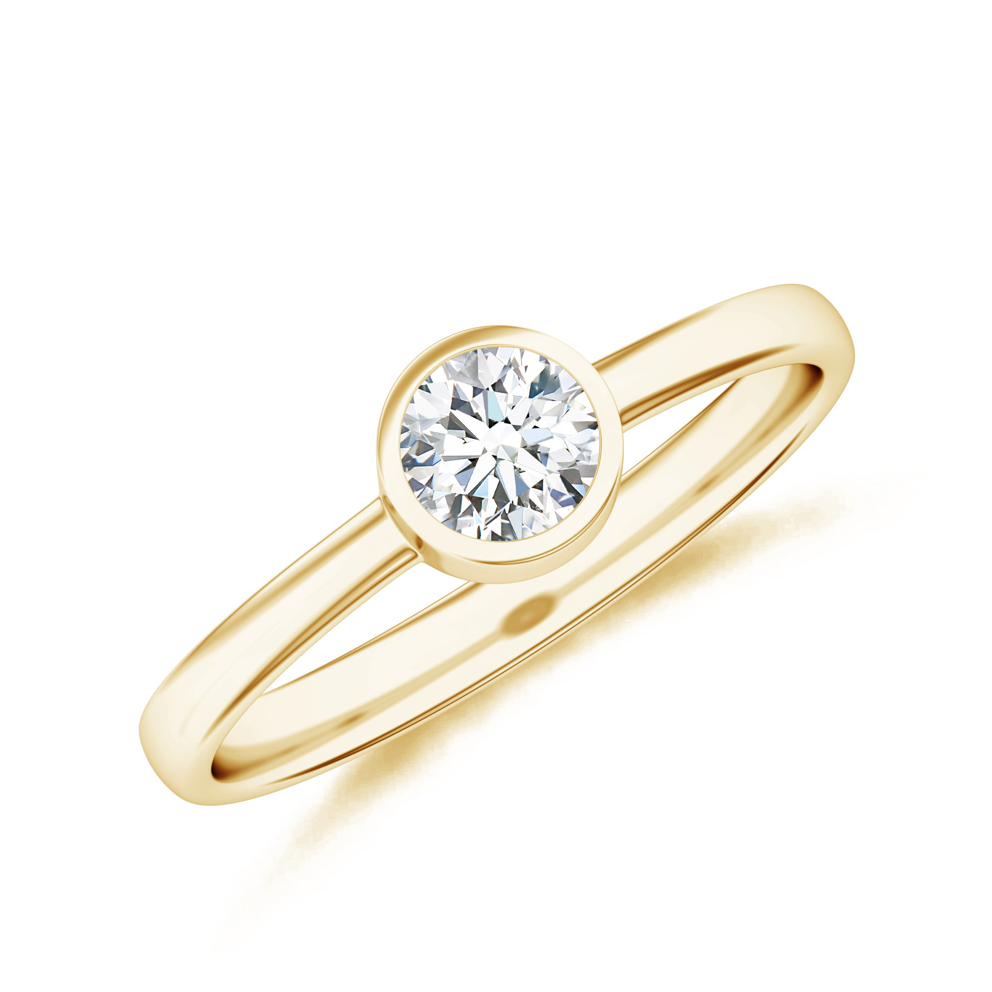 Inel solitaire DIAMONDS din aur galben de 18k cu diamant (0.3ct.)