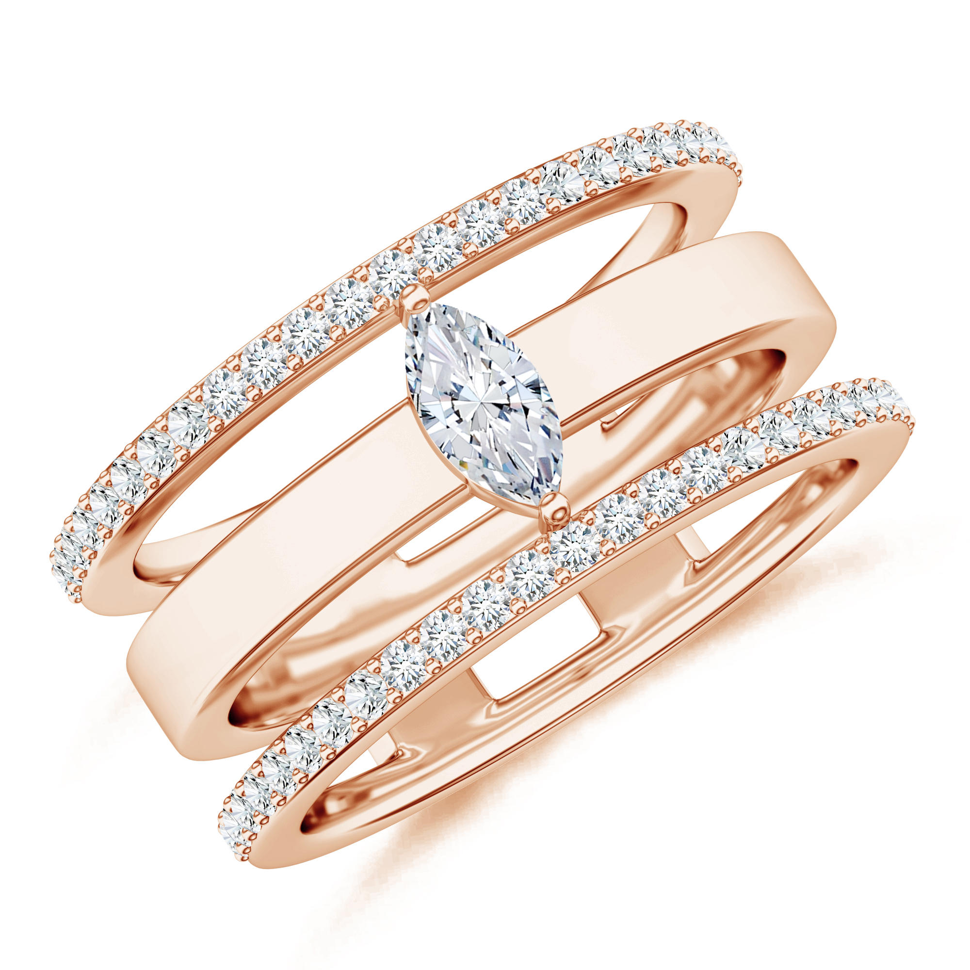 Inel din aur roz de 18k cu diamante 0.46 ct.