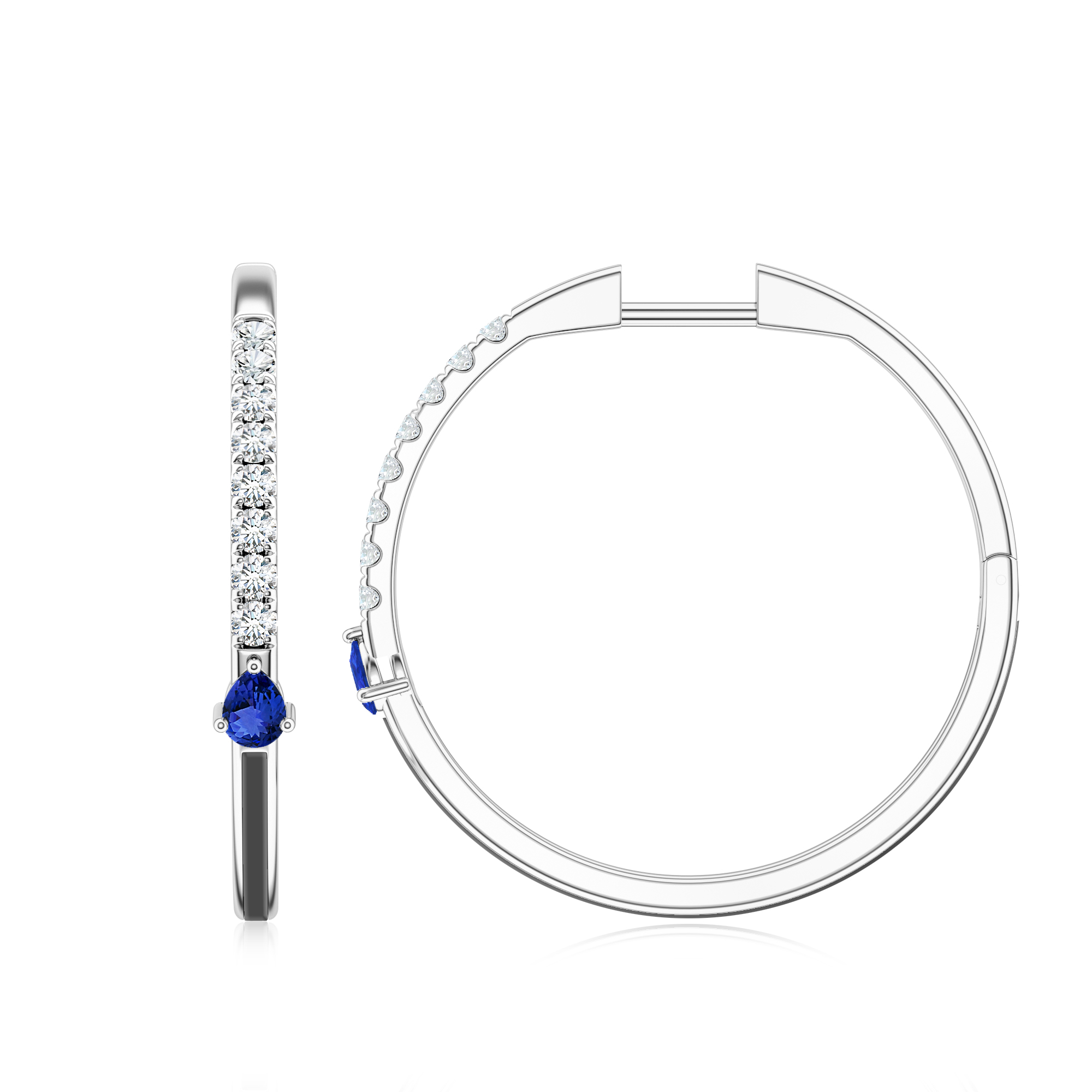 Cercei TIMELESS din aur alb de 18k cu tanzanit, onix si diamante