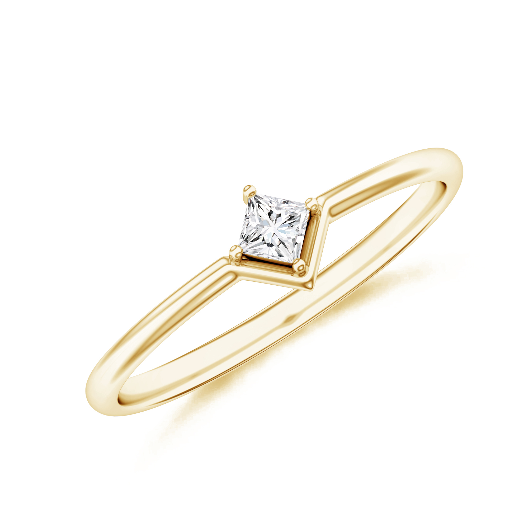 Inel solitaire DIAMONDS din aur galben de 18k cu diamant (0.096ct.)
