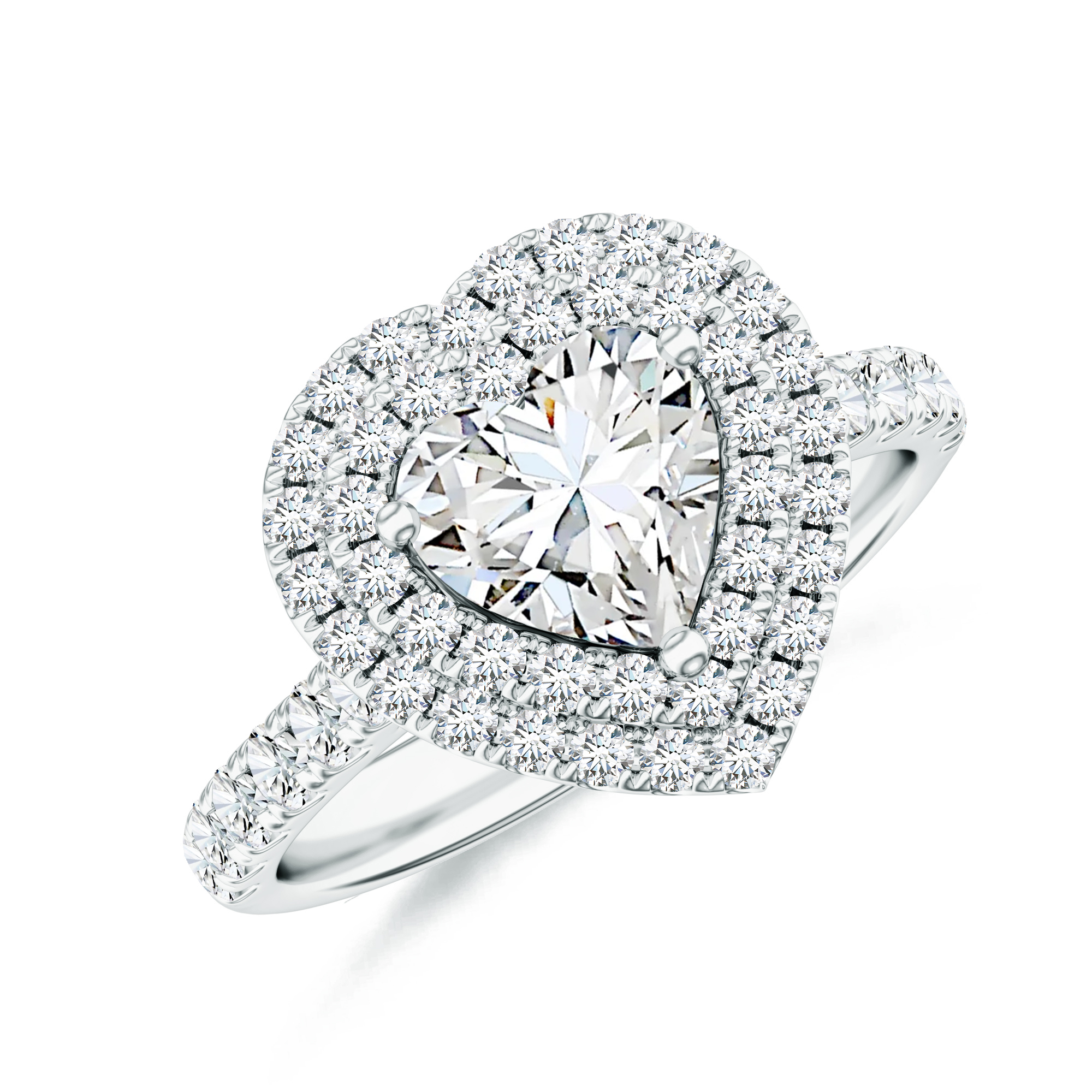 Inel DIAMONDS din aur alb de 18k cu diamant central de 1.00 ct (GIA) si diamante anturaj 0.61 ct.