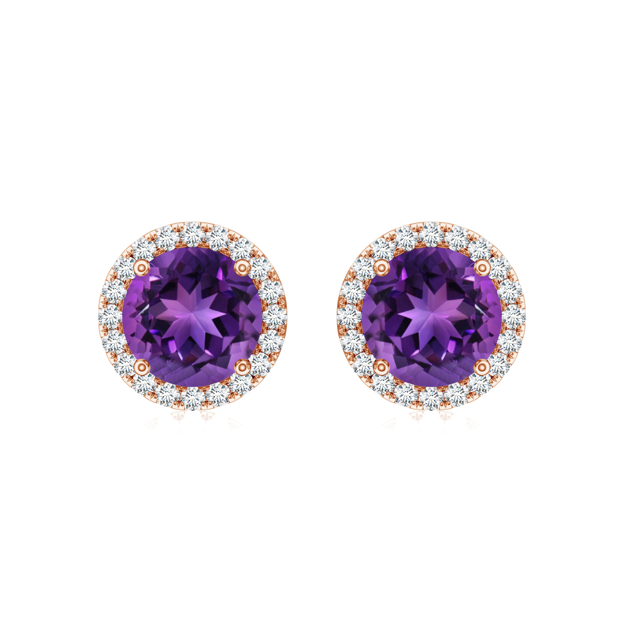 Cercei TIMELESS din aur roz de 18k cu ametist si diamante