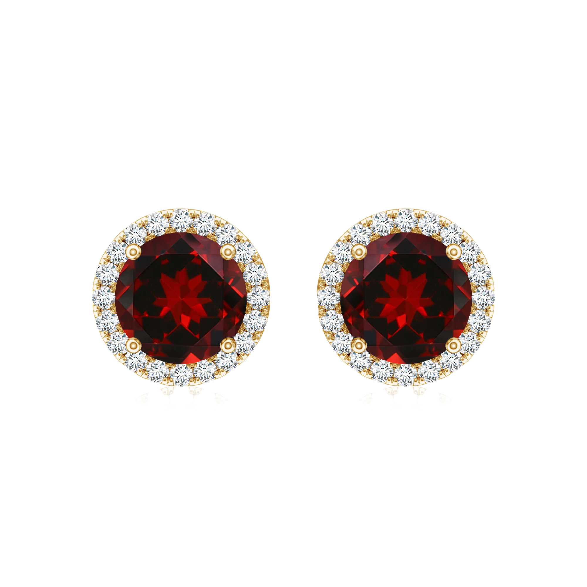 Cercei TIMELESS din aur galben de 18k cu granat si diamante