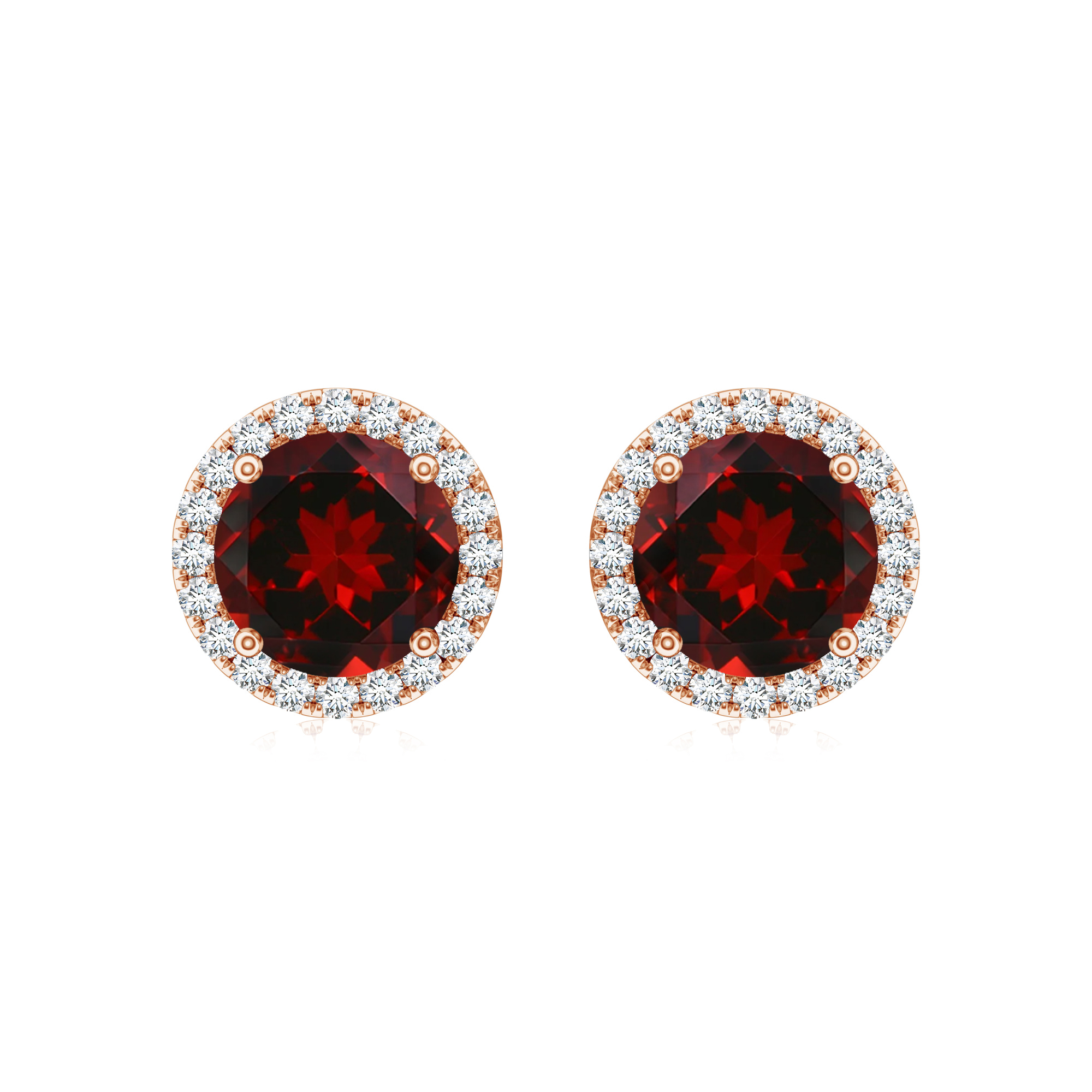 Cercei TIMELESS din aur roz de 18k cu granat si diamante
