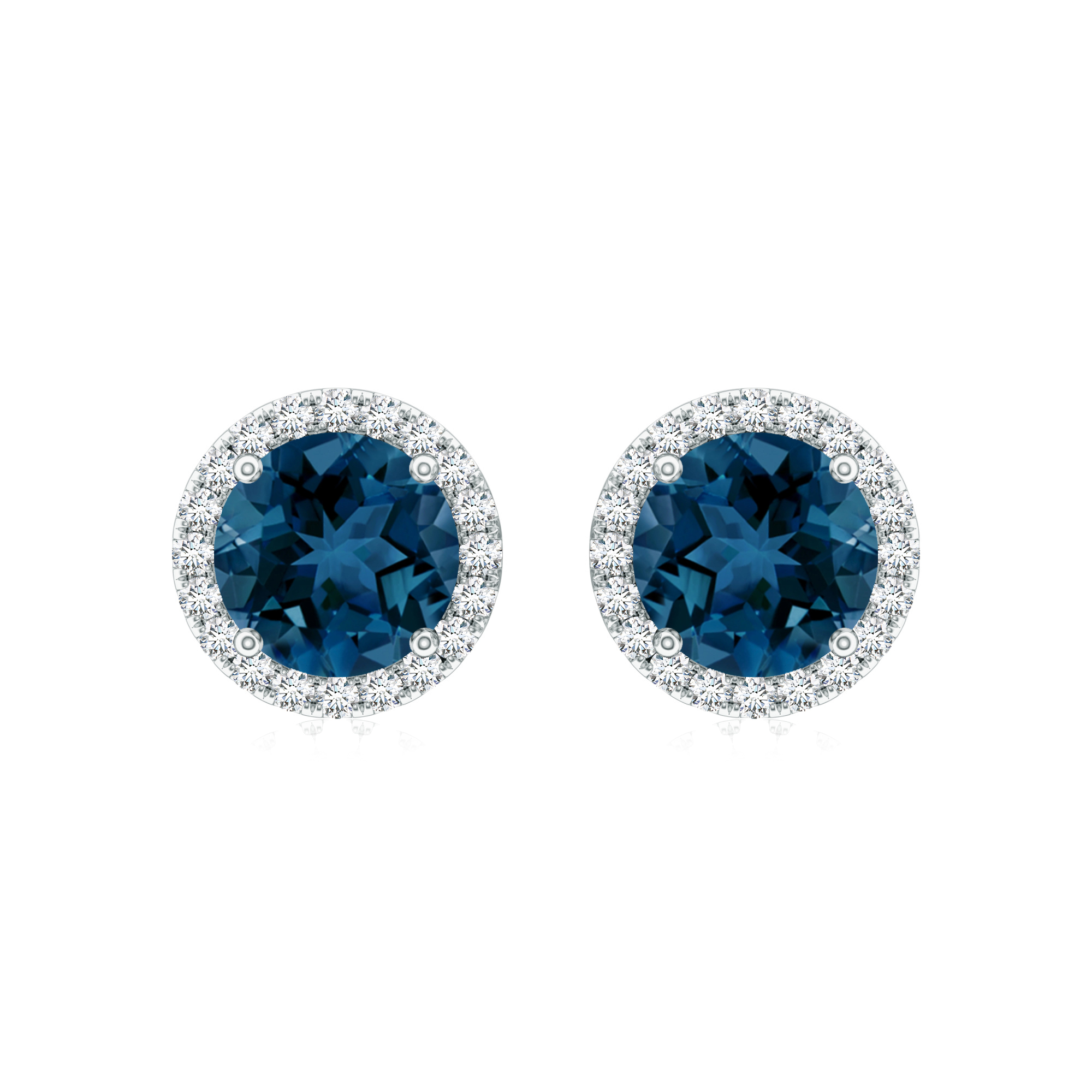 Cercei TIMELESS din aur alb de 18k cu topaz london si diamante
