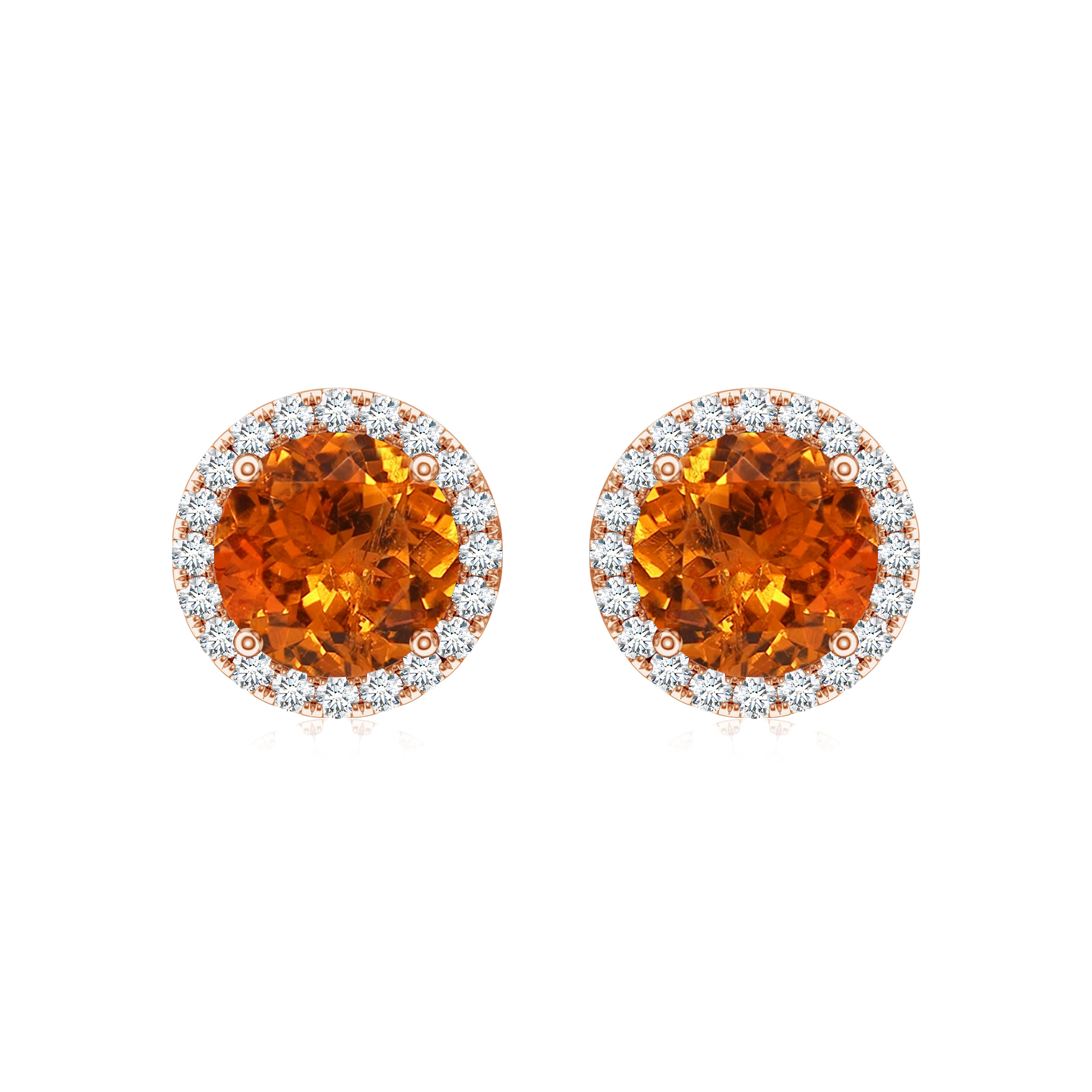 Cercei TIMELESS din aur roz de 18k cu citrin si diamante