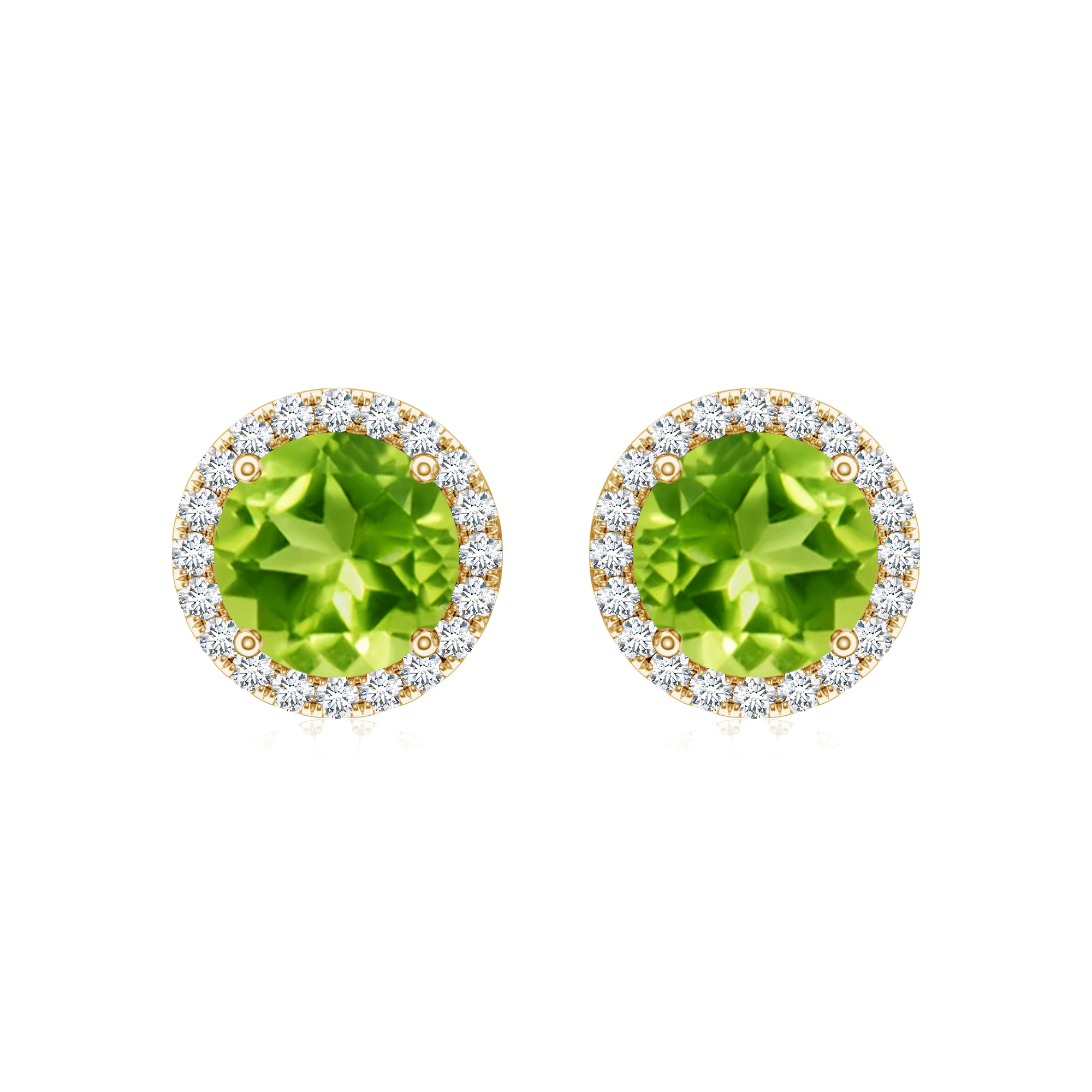 Cercei TIMELESS din aur galben de 18k cu peridot si diamante