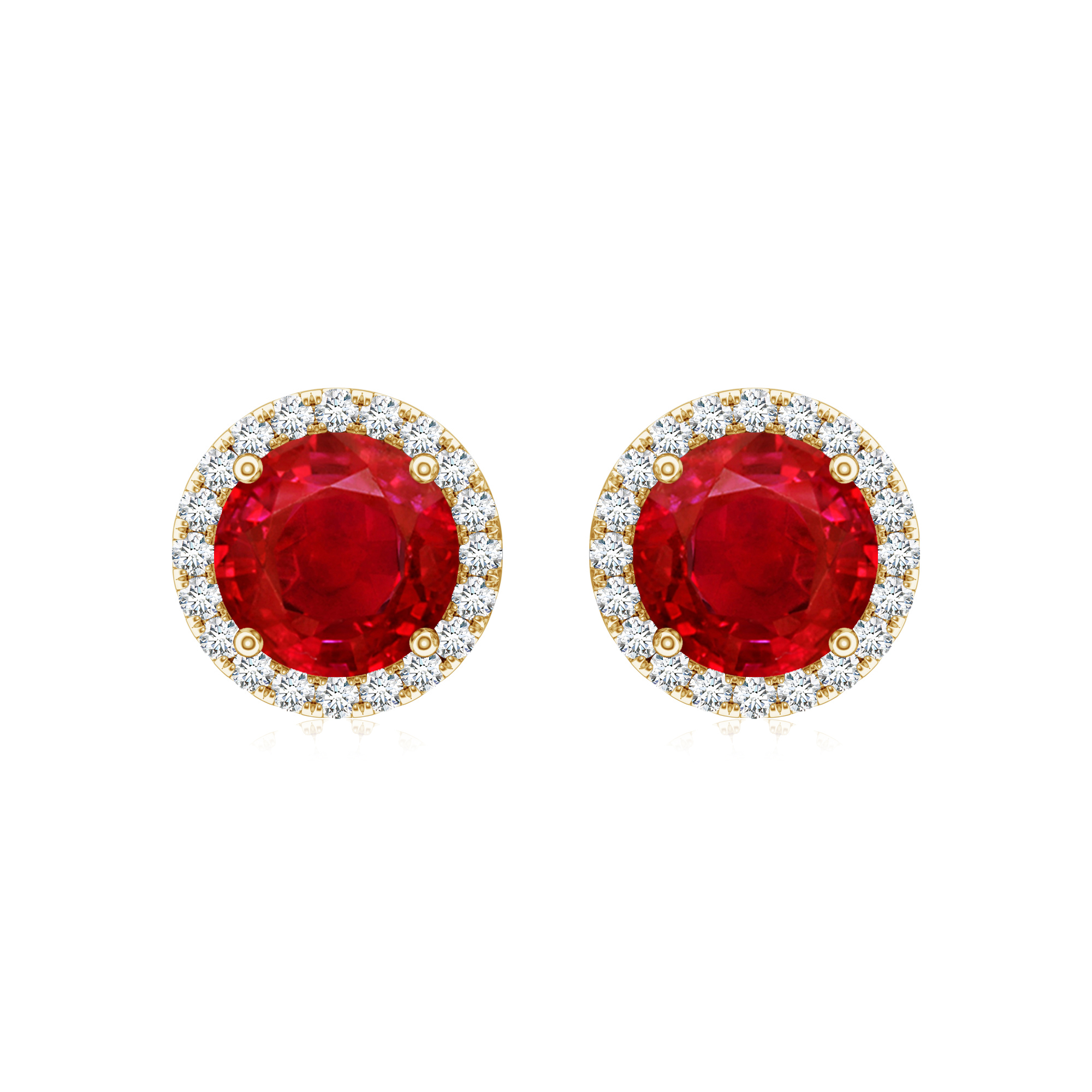 Cercei TIMELESS din aur galben de 18k cu rubin si diamante