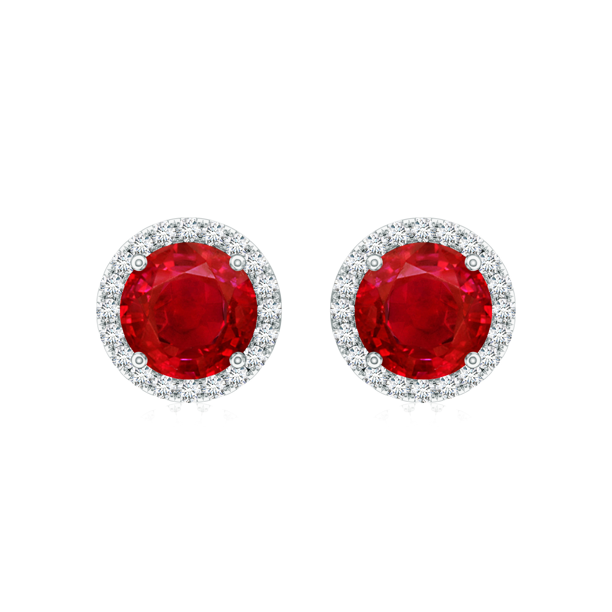 Cercei TIMELESS din aur alb de 18k cu rubin si diamante