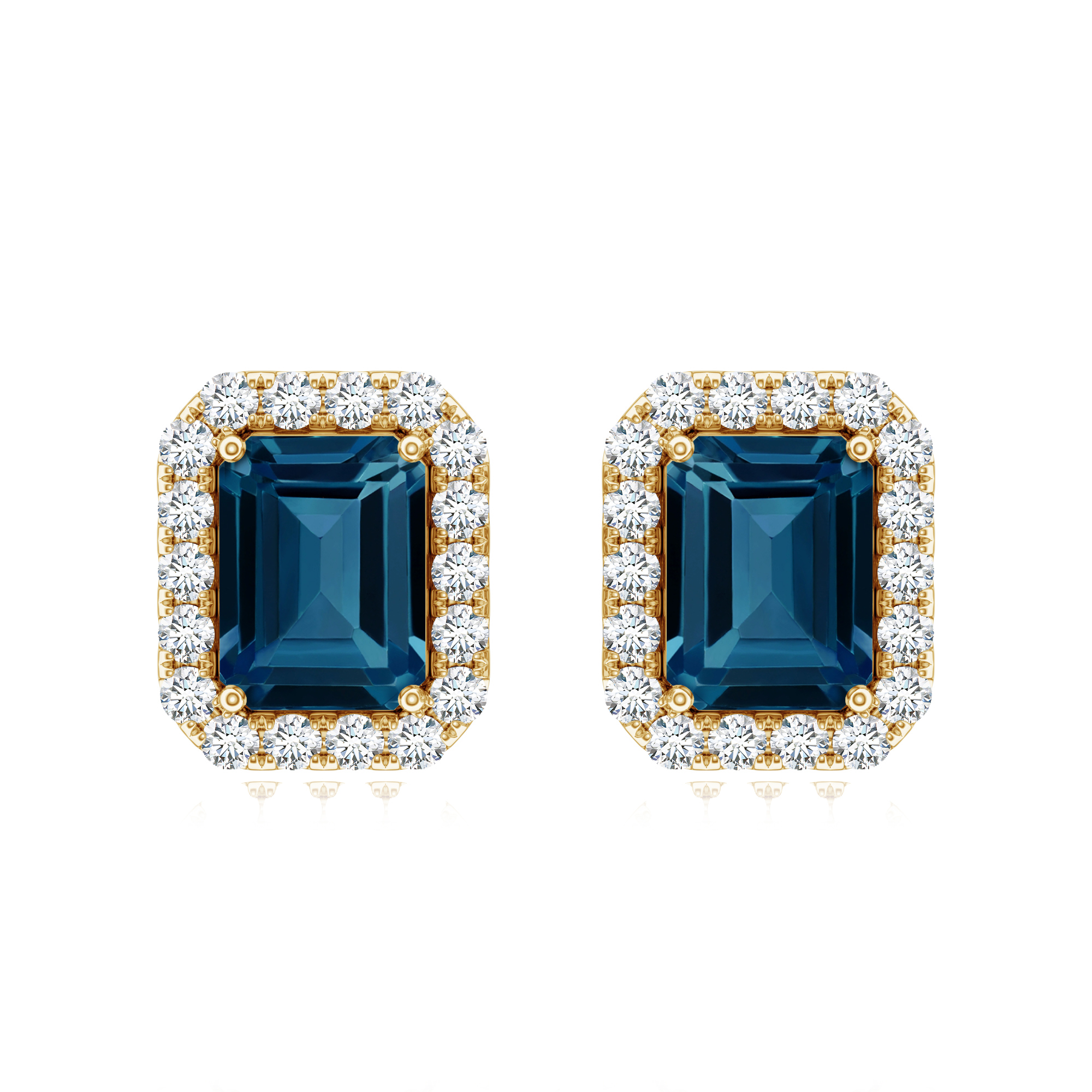 Cercei TIMELESS din aur galben de 18k cu topaz london si diamante