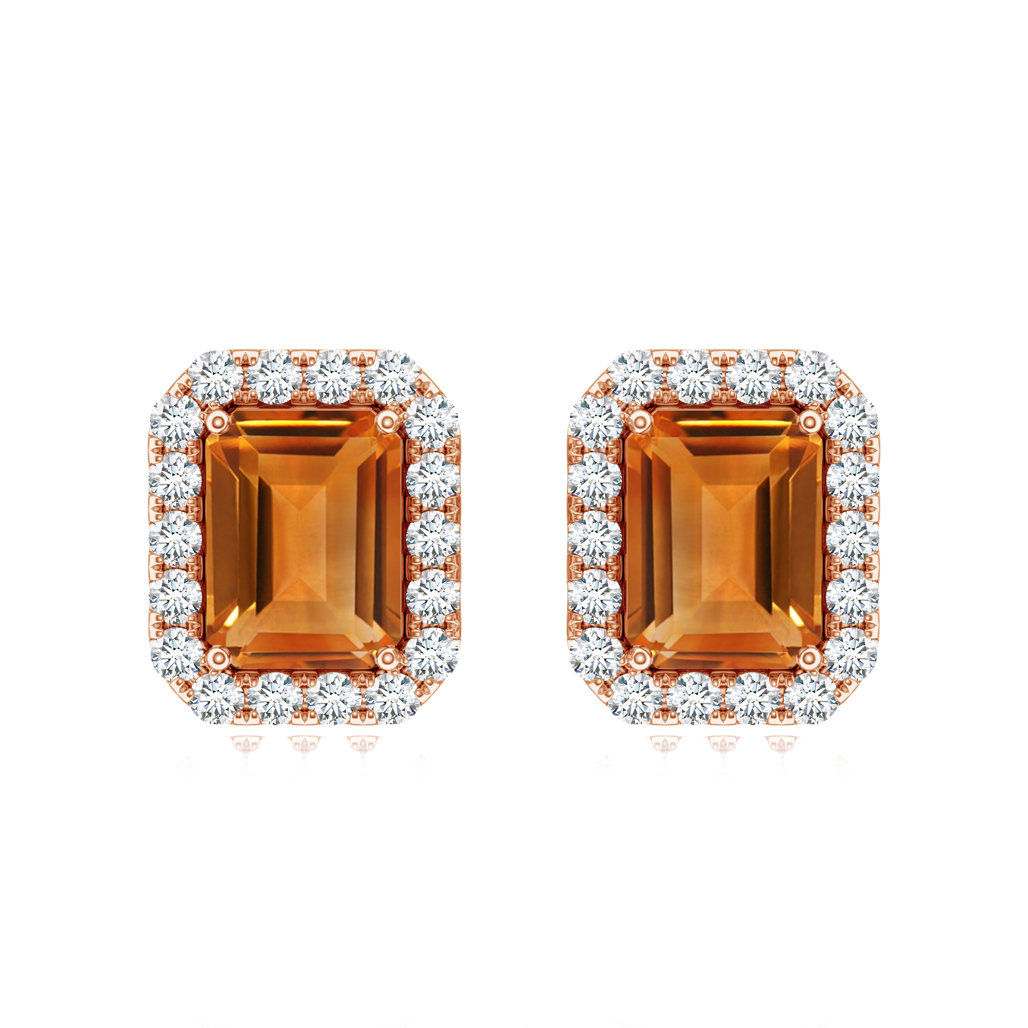 Cercei TIMELESS din aur roz de 18k cu citrin si diamante