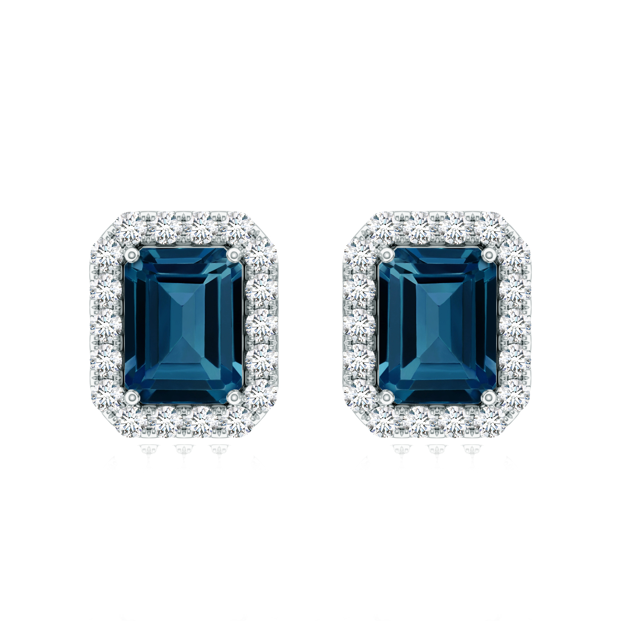 Cercei TIMELESS din aur alb de 18k cu topaz london si diamante