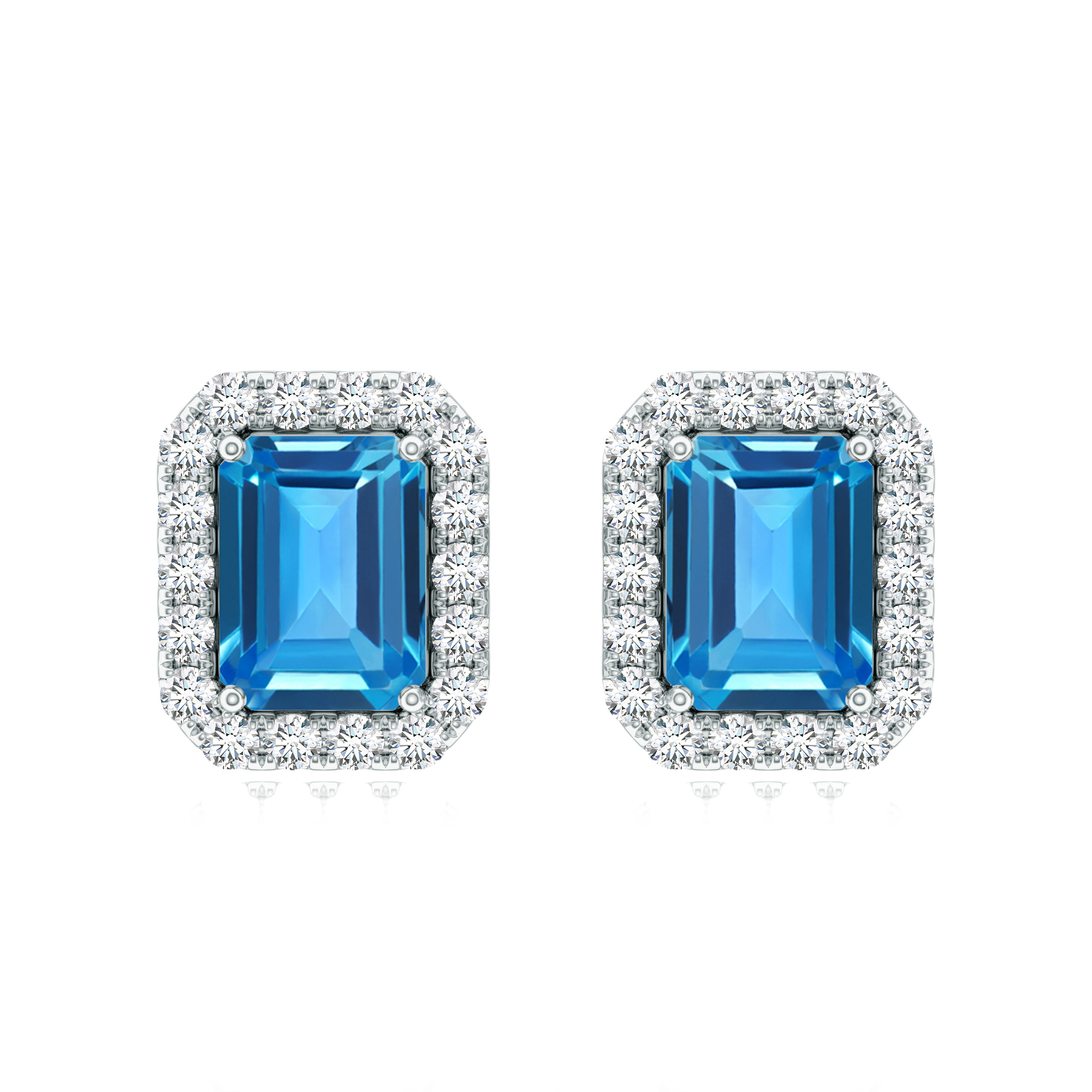Cercei TIMELESS din aur alb de 18k cu topaz swiss si diamante