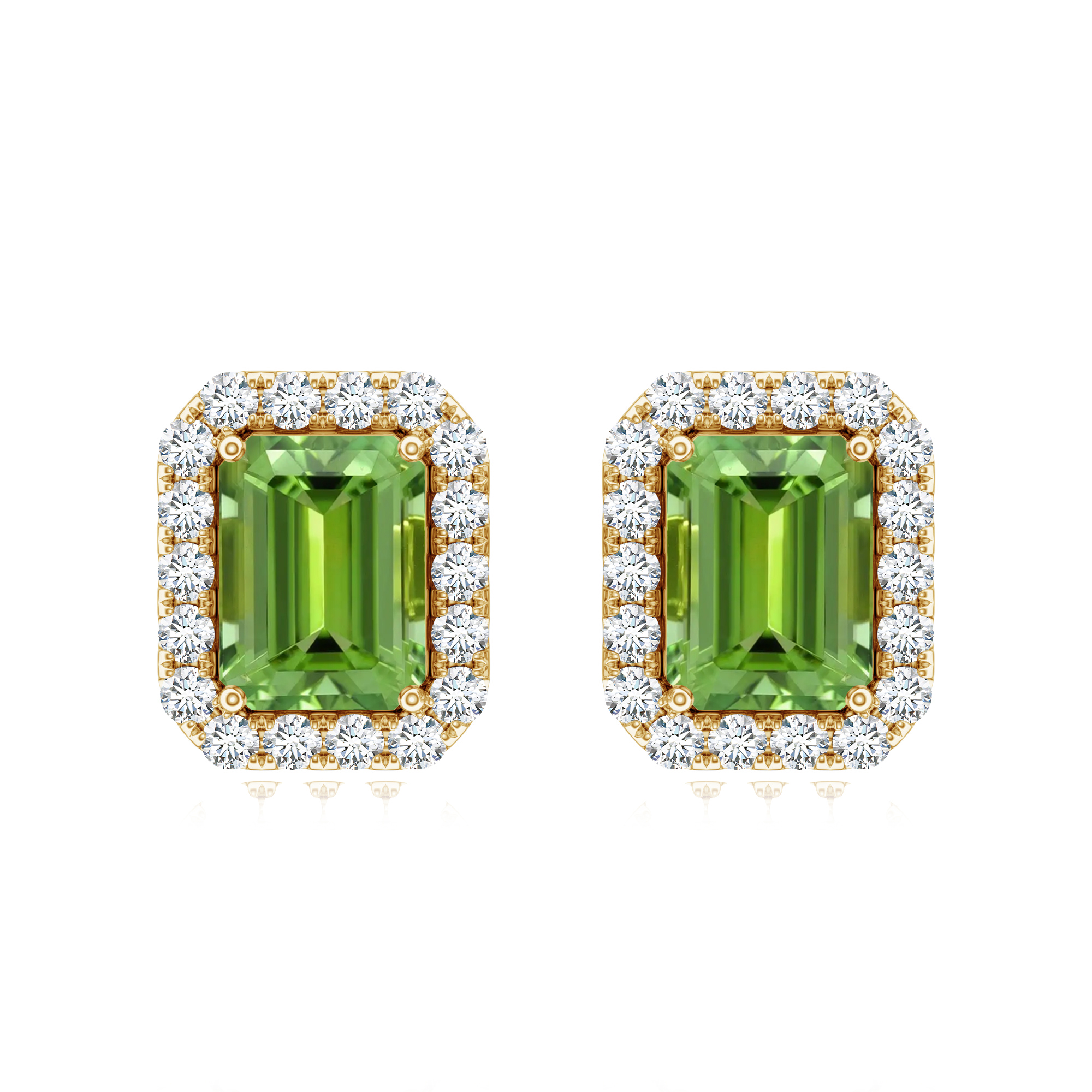 Cercei TIMELESS din aur galben de 18k cu peridot si diamante
