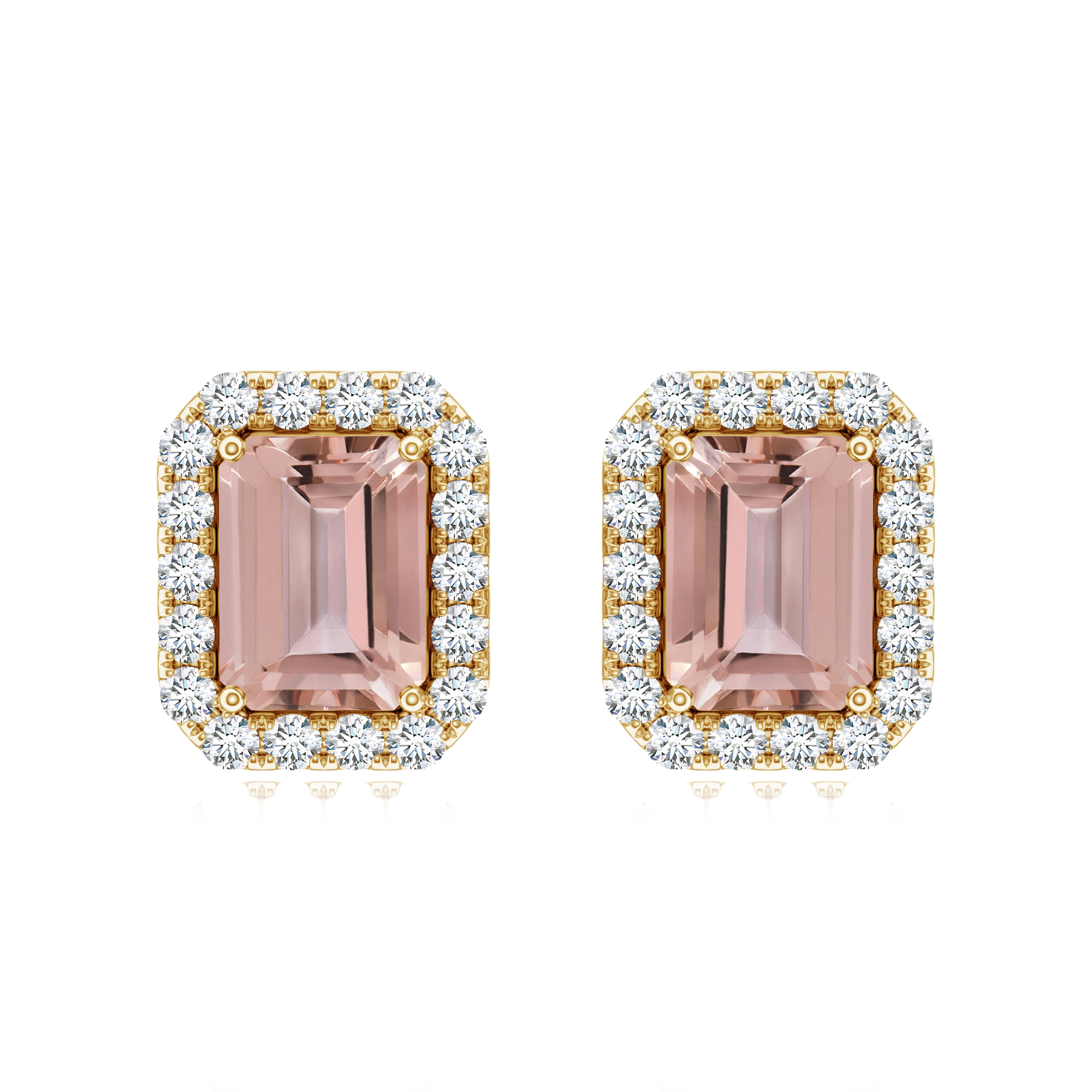 Cercei TIMELESS din aur galben de 18k cu morganit si diamante