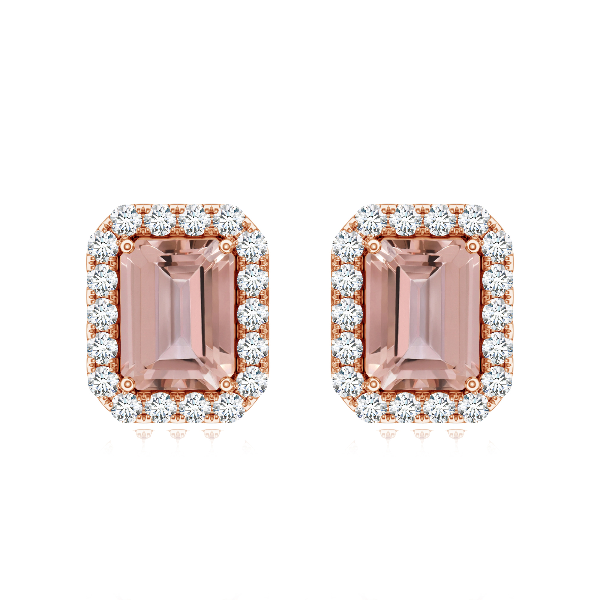 Cercei TIMELESS din aur roz de 18k cu morganit si diamante