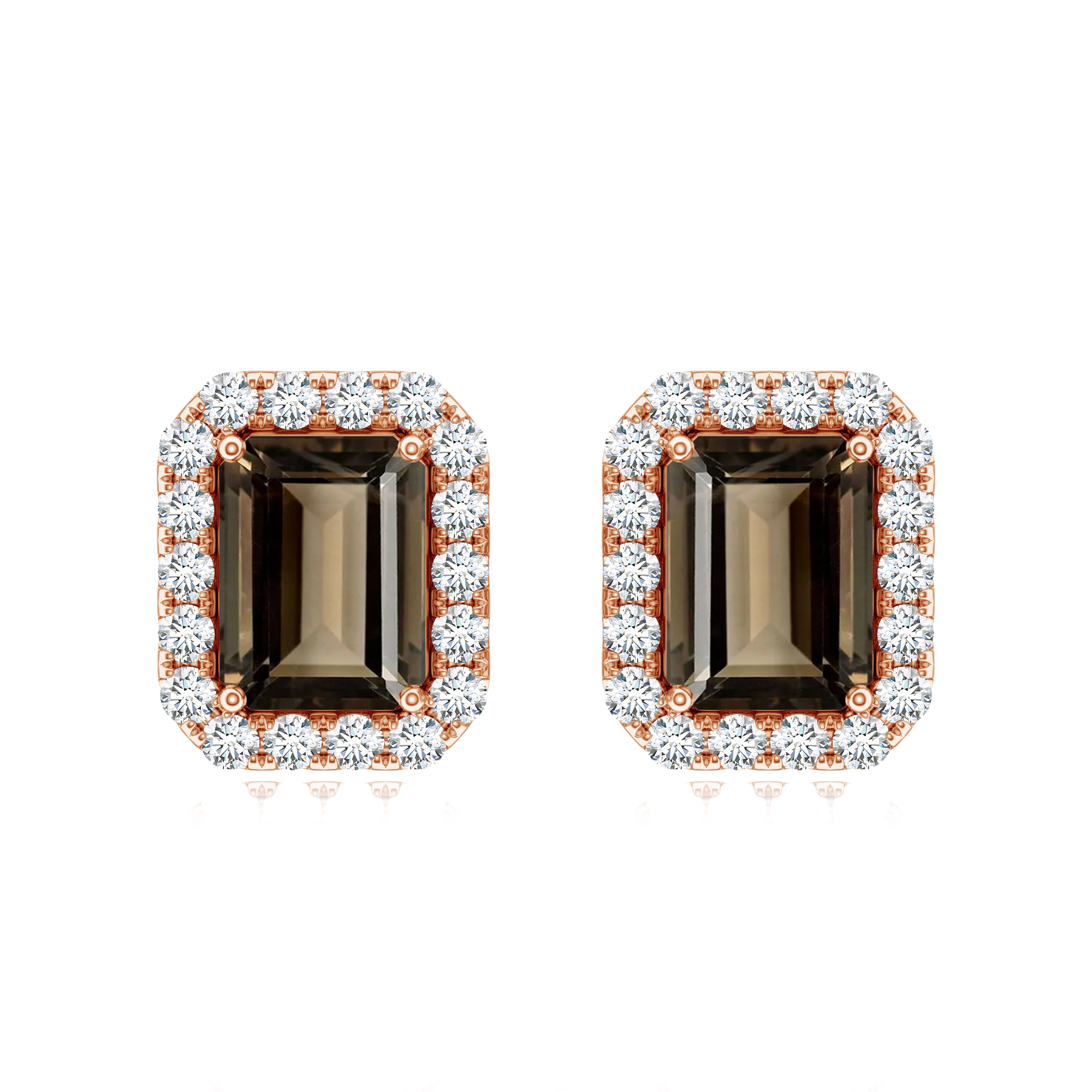Cercei TIMELESS din aur roz de 18k , cuart si diamante