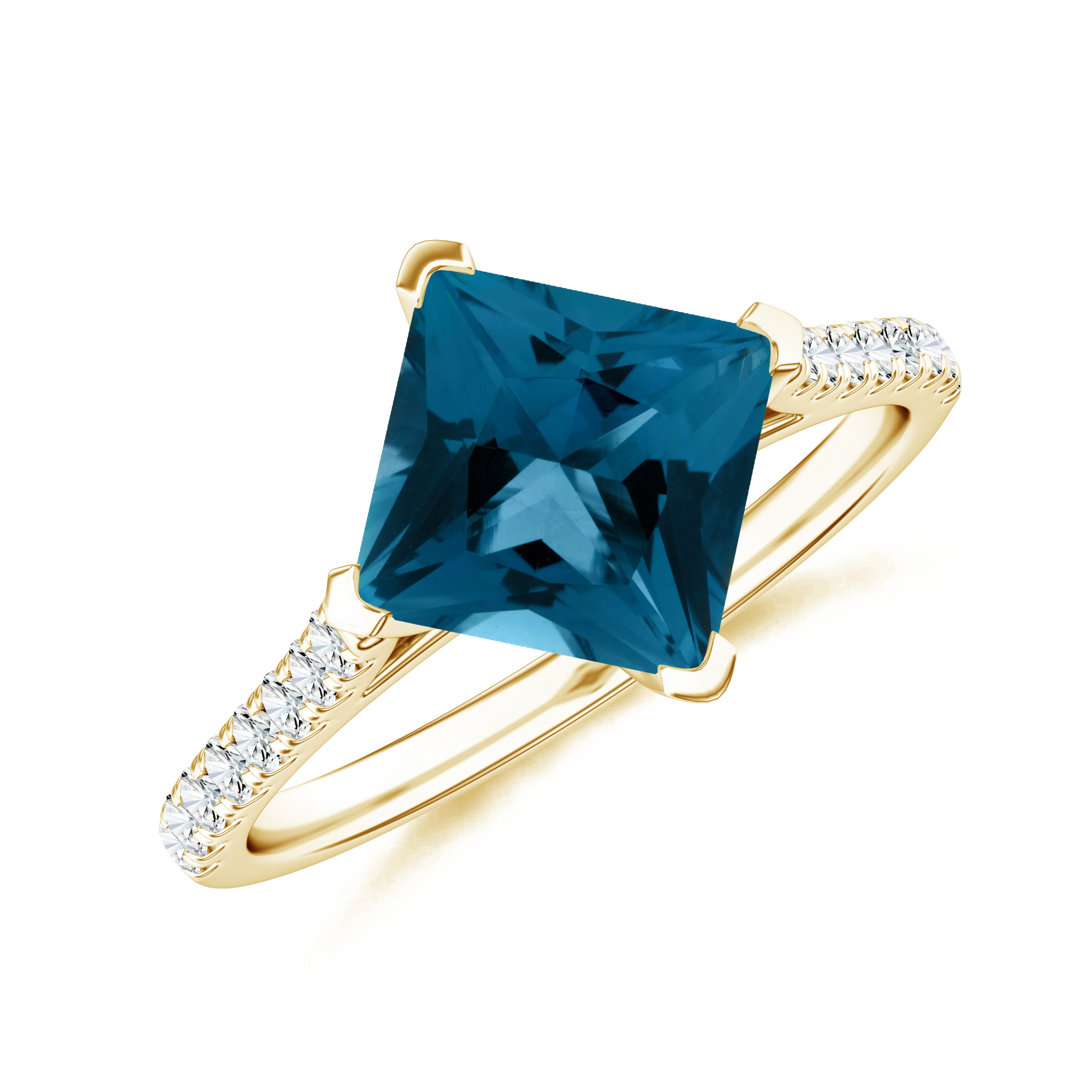Inel TIMELESS din aur galben de 18k cu topaz london si diamante