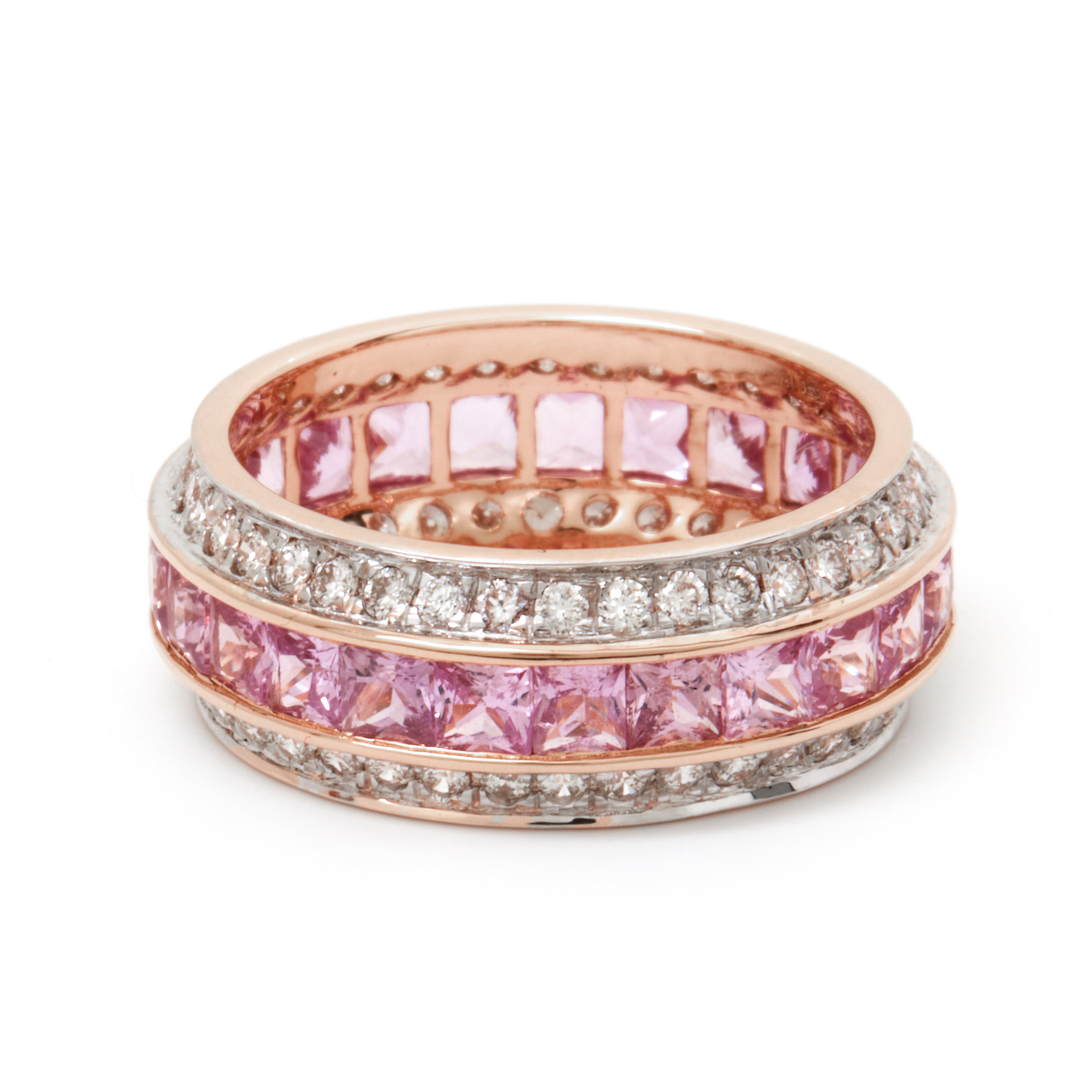 Inel TIMELESS din aur roz de 18k cu safire roz si diamante