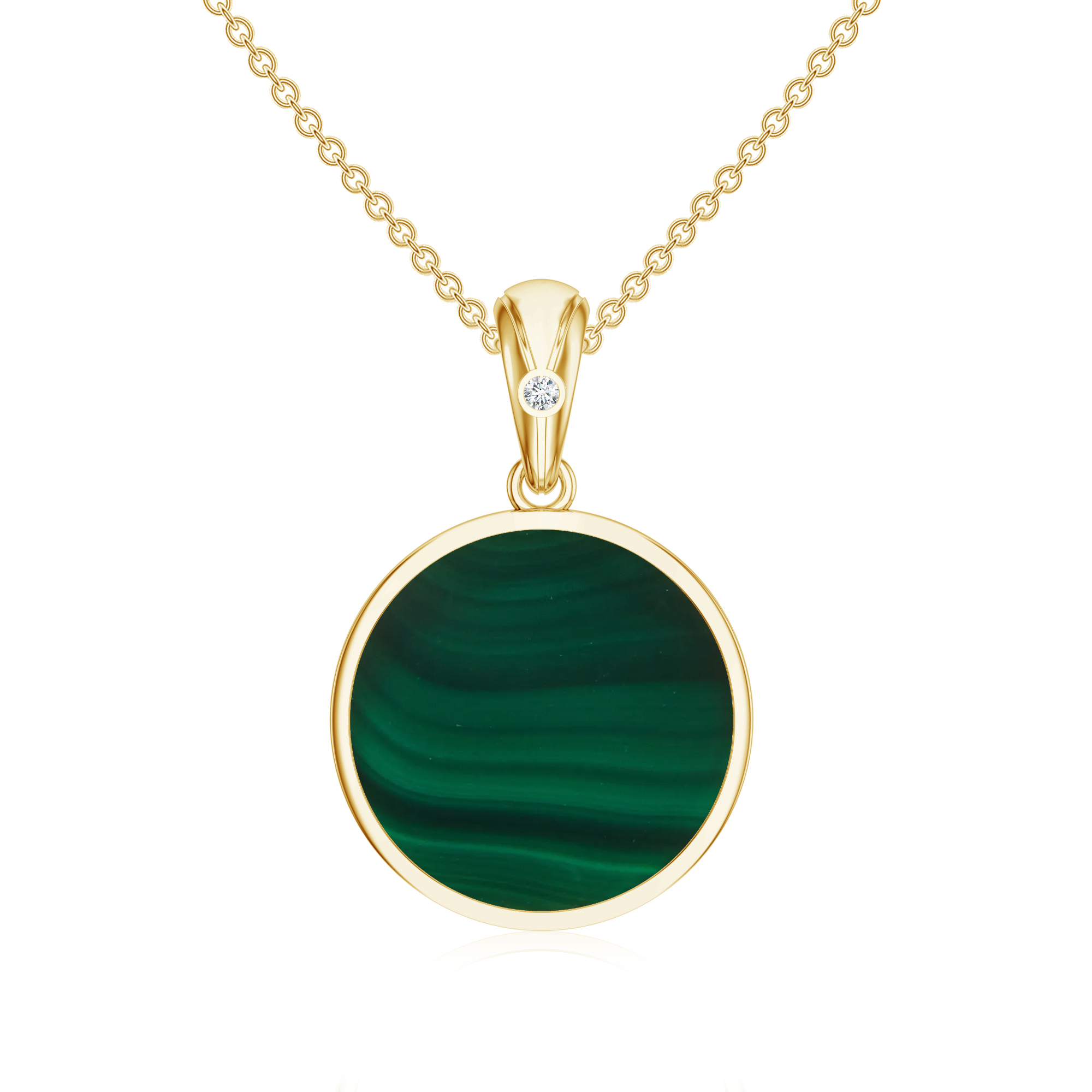 Pandantiv aur galben 18k: malachit, diamant P-ABS-MFD15/D