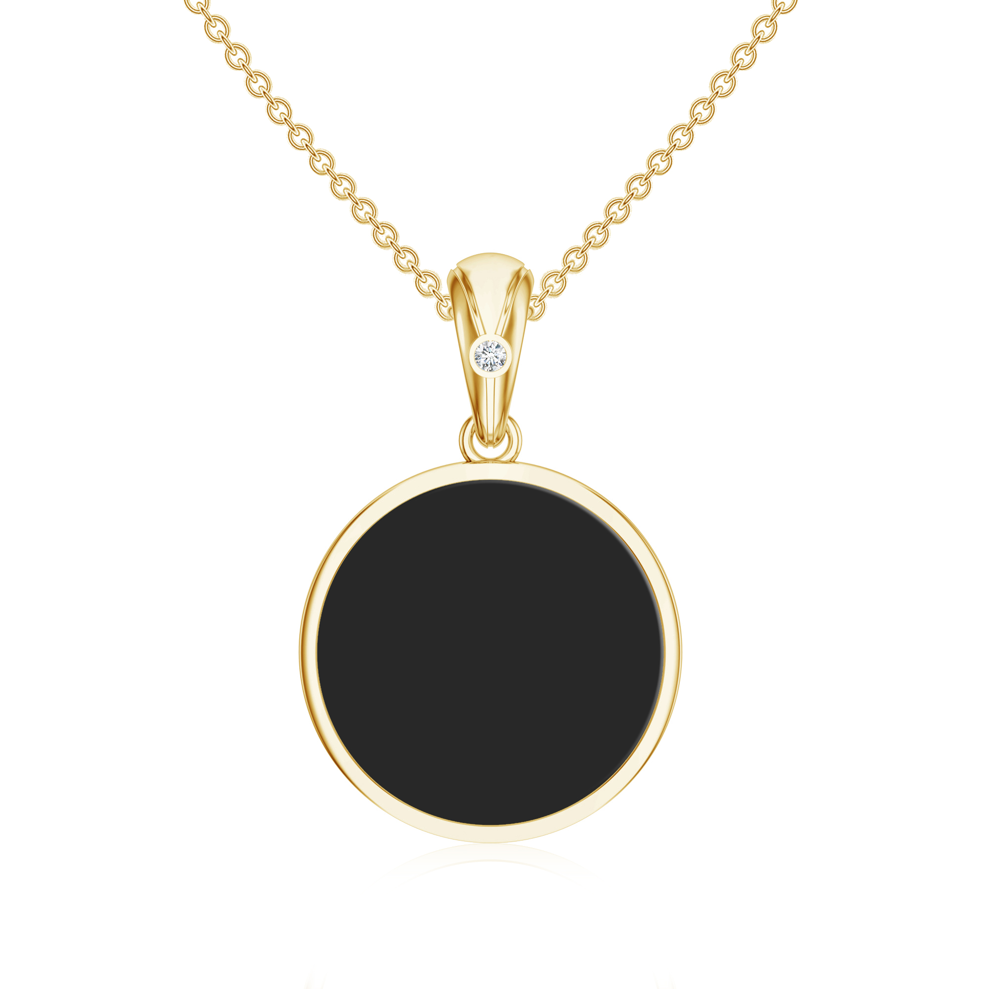 Pandantiv aur galben 18k: onix, diamant P-ABS-OFD15/D