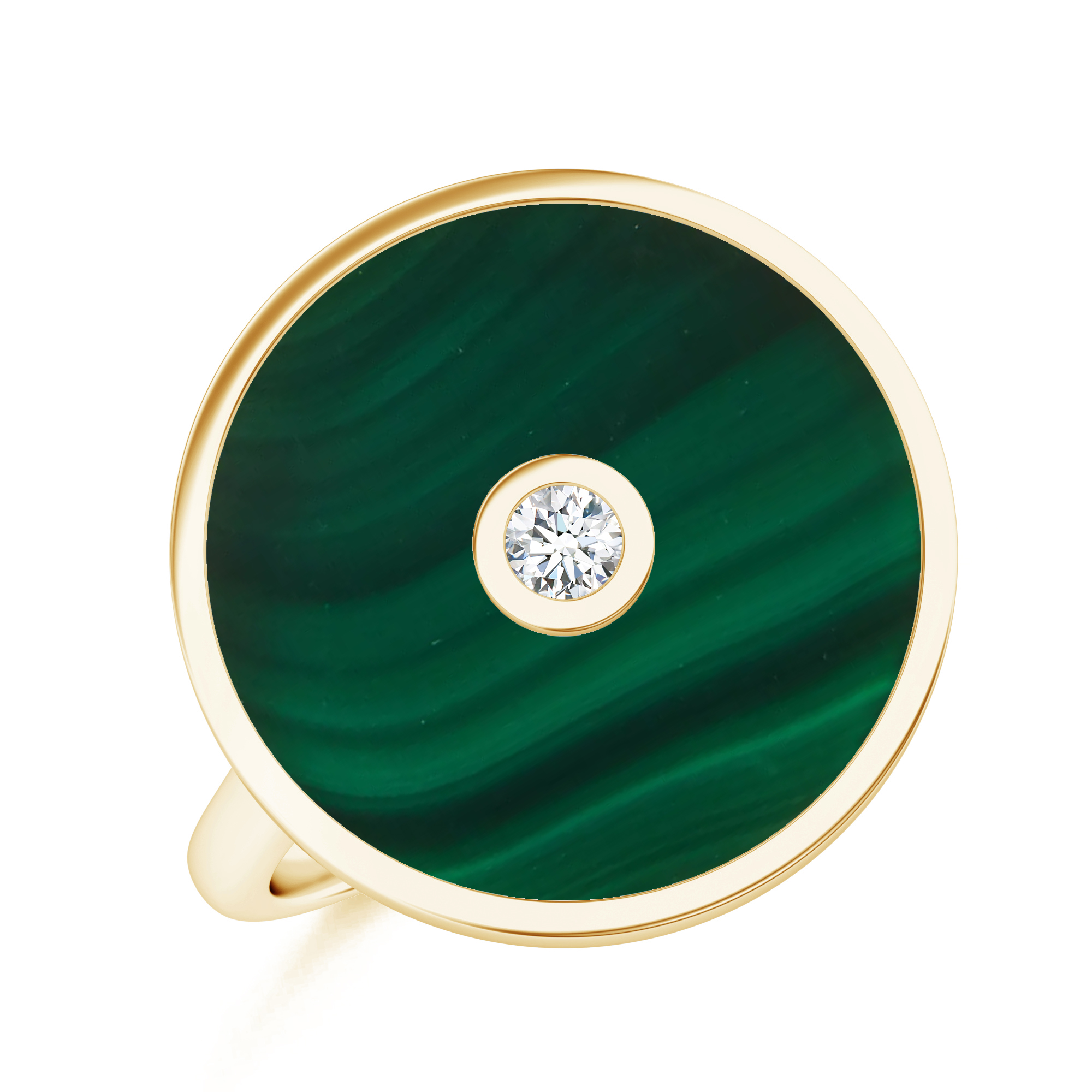 Inel aur galben 18k: malachit, diamant R-ABS-MFD15/D