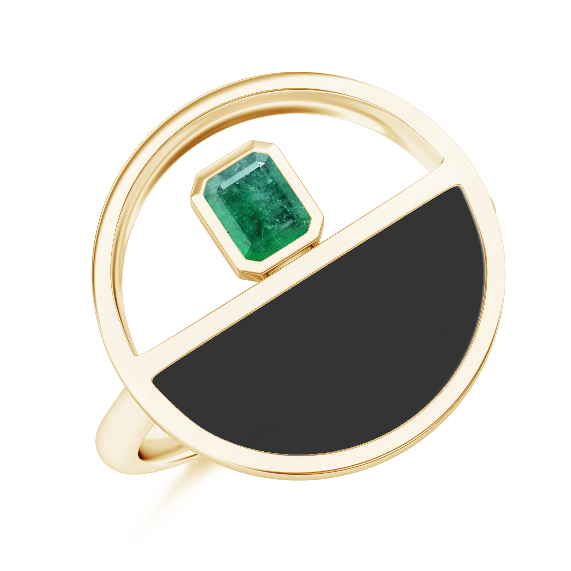 Inel aur galben18k: onix, smarald R-ABS-OHD15/E
