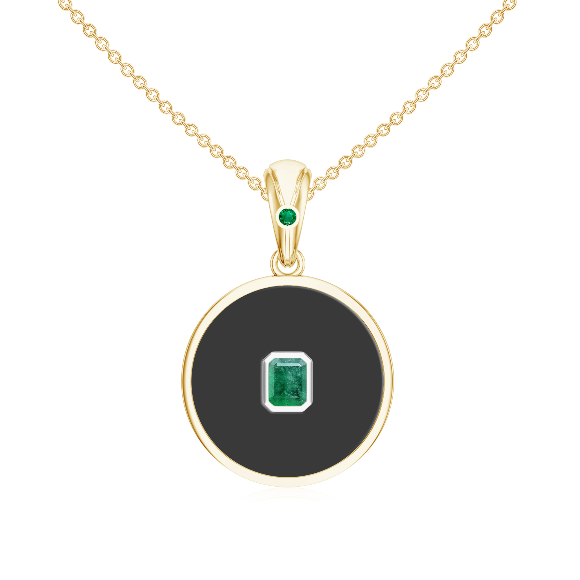 Pandantiv aur galben 18k: onix, smarald P-ABS-OFD15/2E