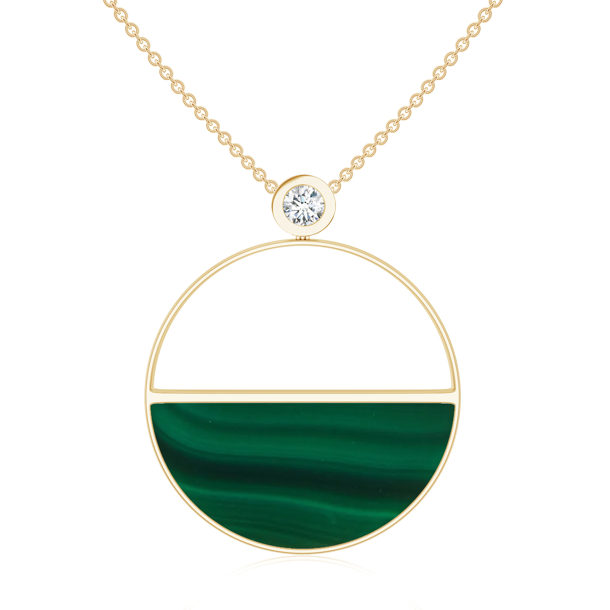 Colier aur galben 18k: malachit, diamante PL-ABS-MHD25/D