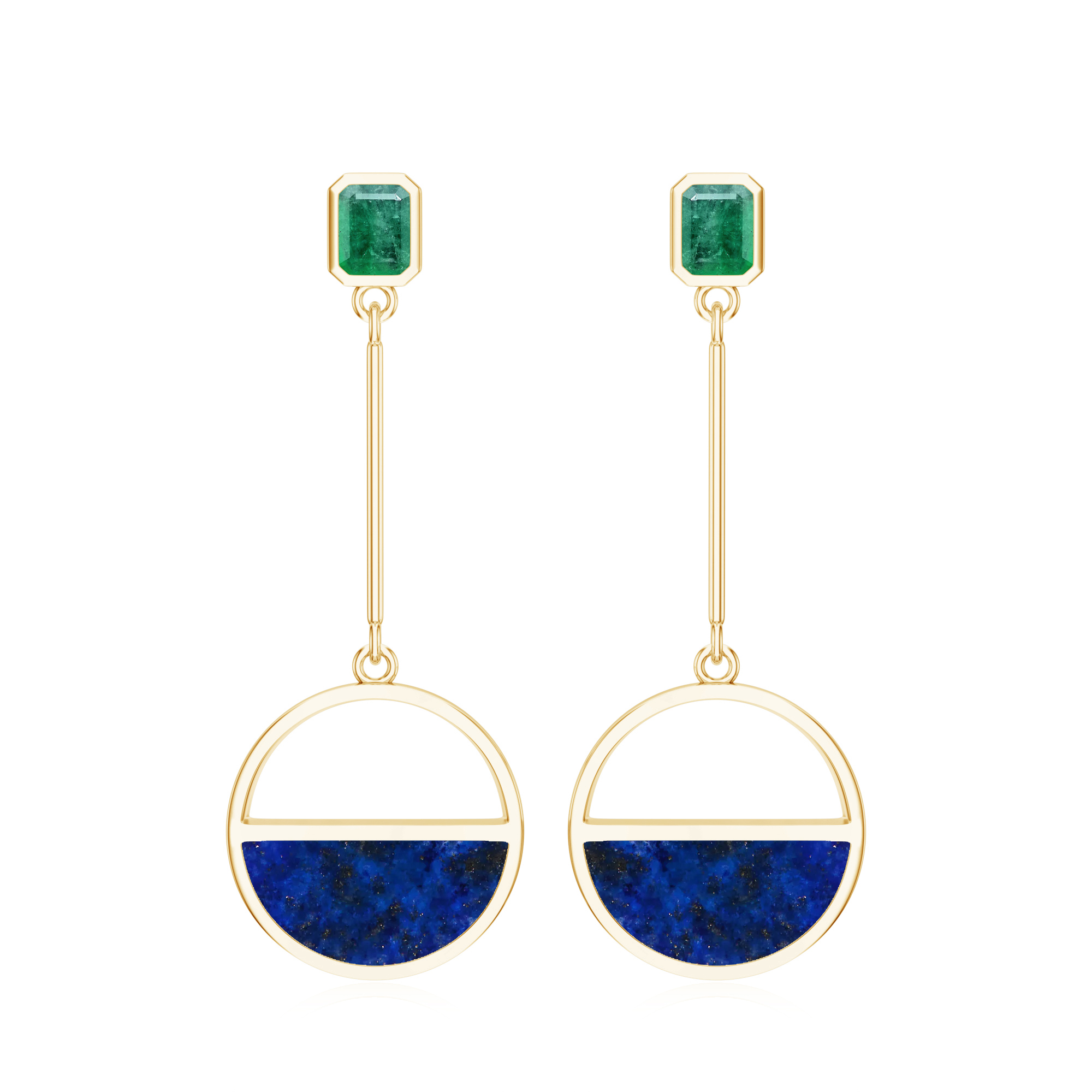 Cercei aur galben 18k: lapis lazuli / smarald E-ABS-LHD15/E