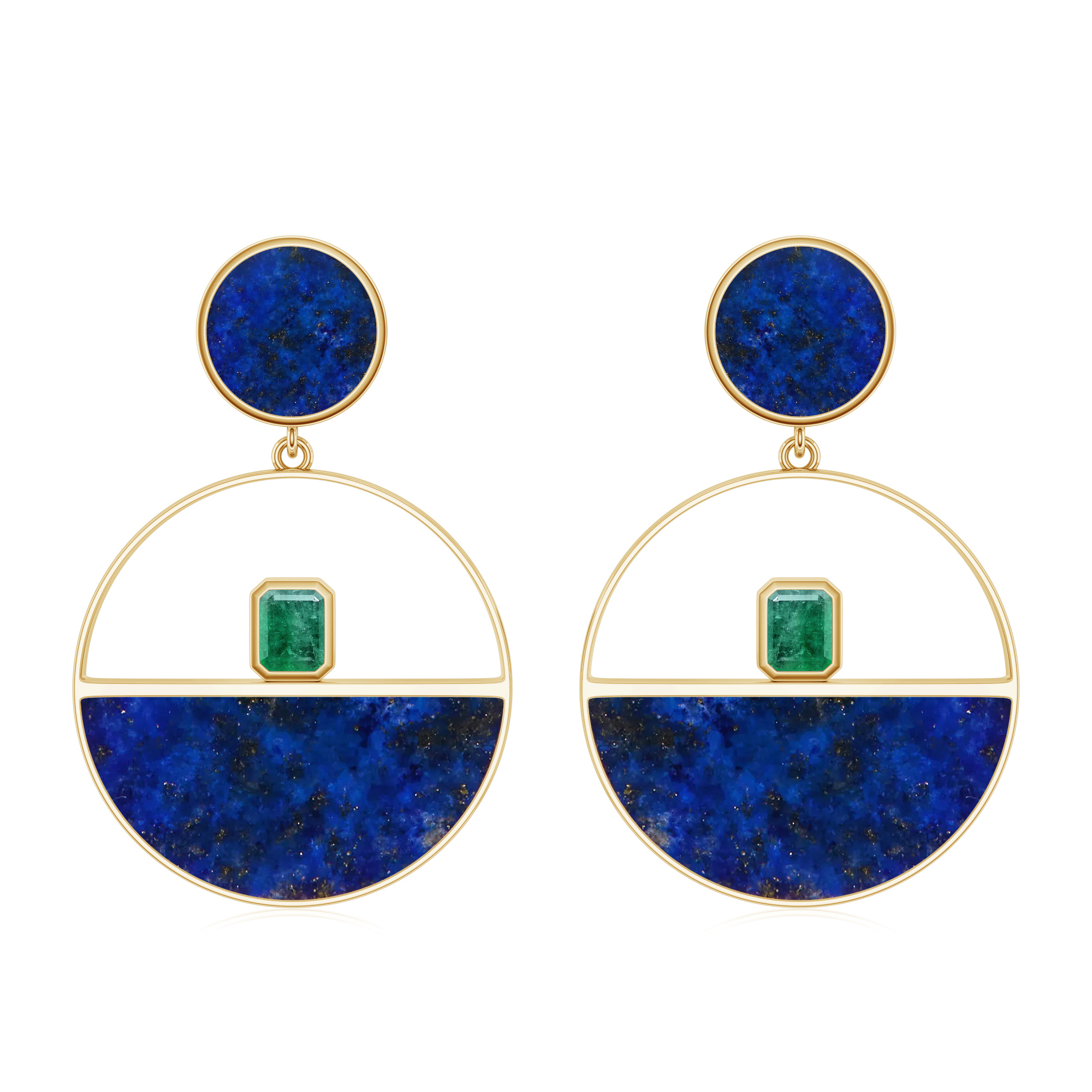 Cercei aur 18k: lapis lazuli, smarald E-ABS-LFD10-LHD25/E