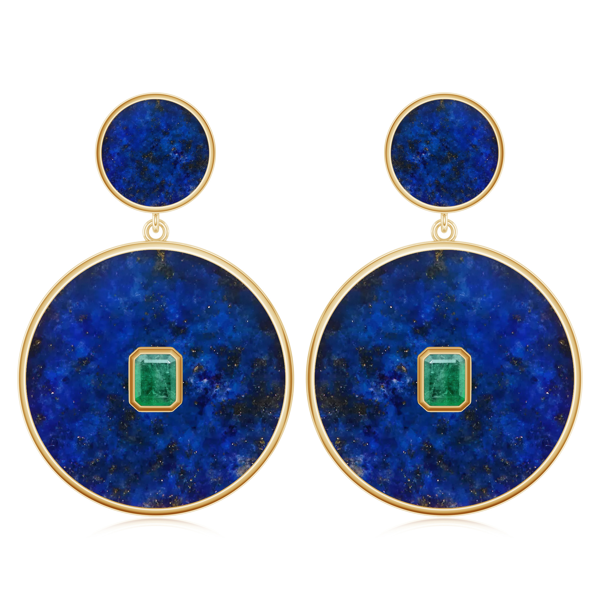 Cercei aur 18k: lapis lazuli, smarald E-ABS-LFD10-LFD25/E