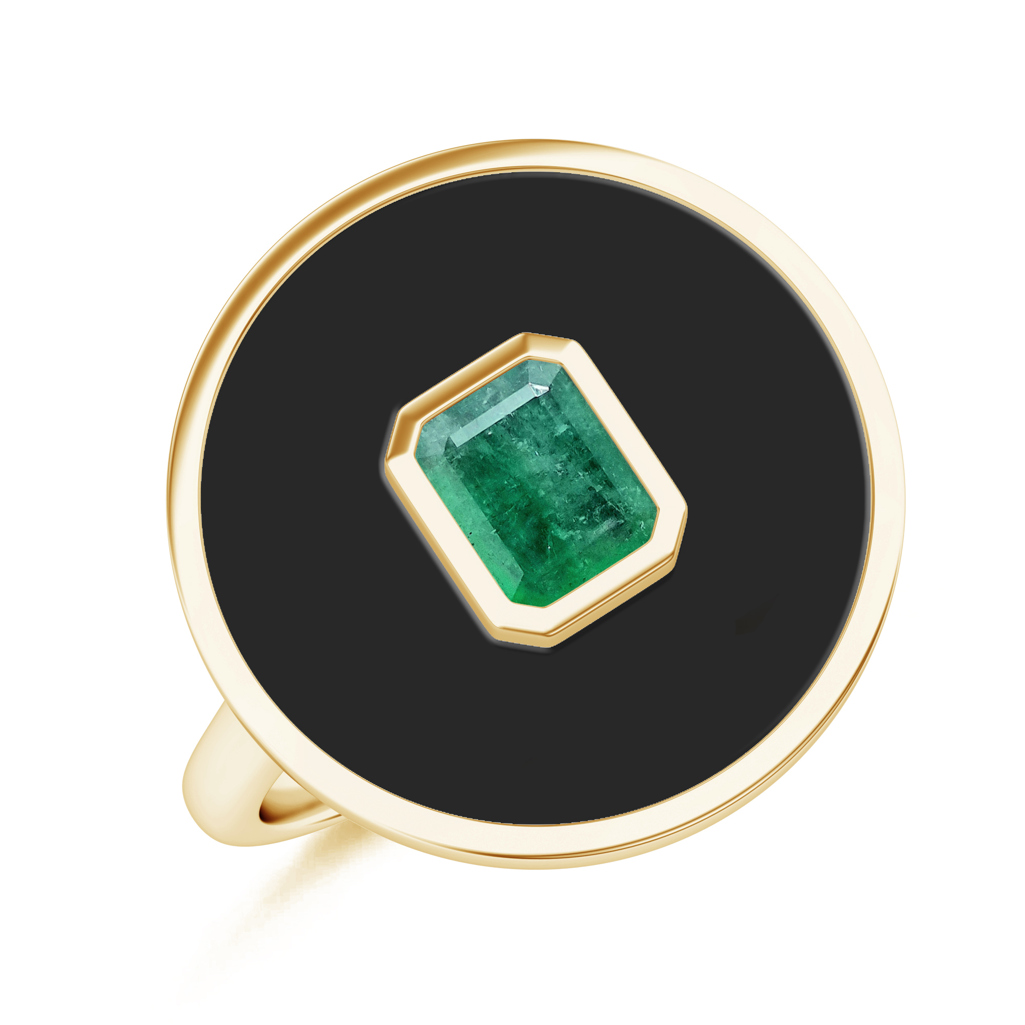 Inel aur galben 18k: onix, smarald R-ABS-OFD15/E