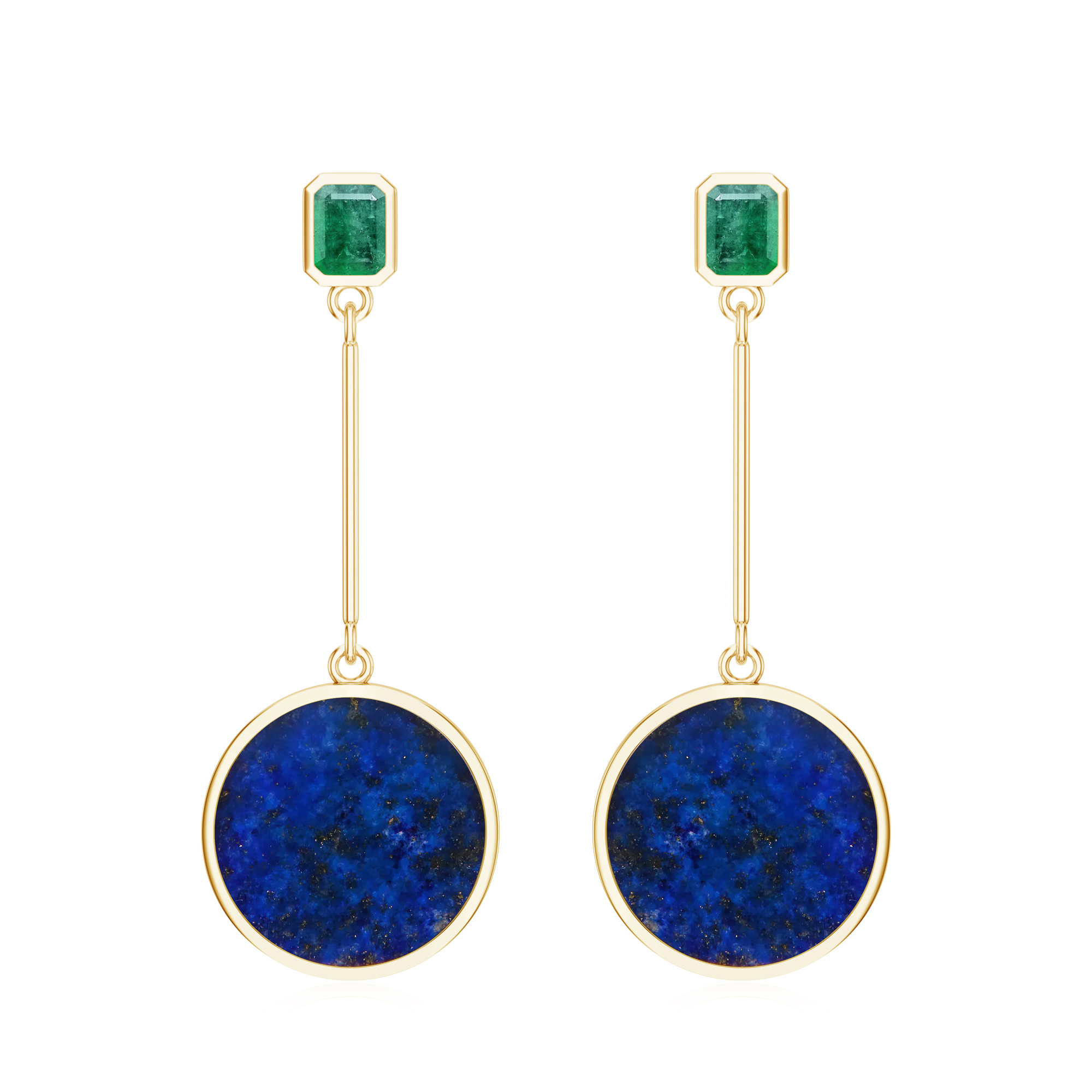 Cercei  aur 18k: lapis lazuli, smarald E-ABS-LFD15/E