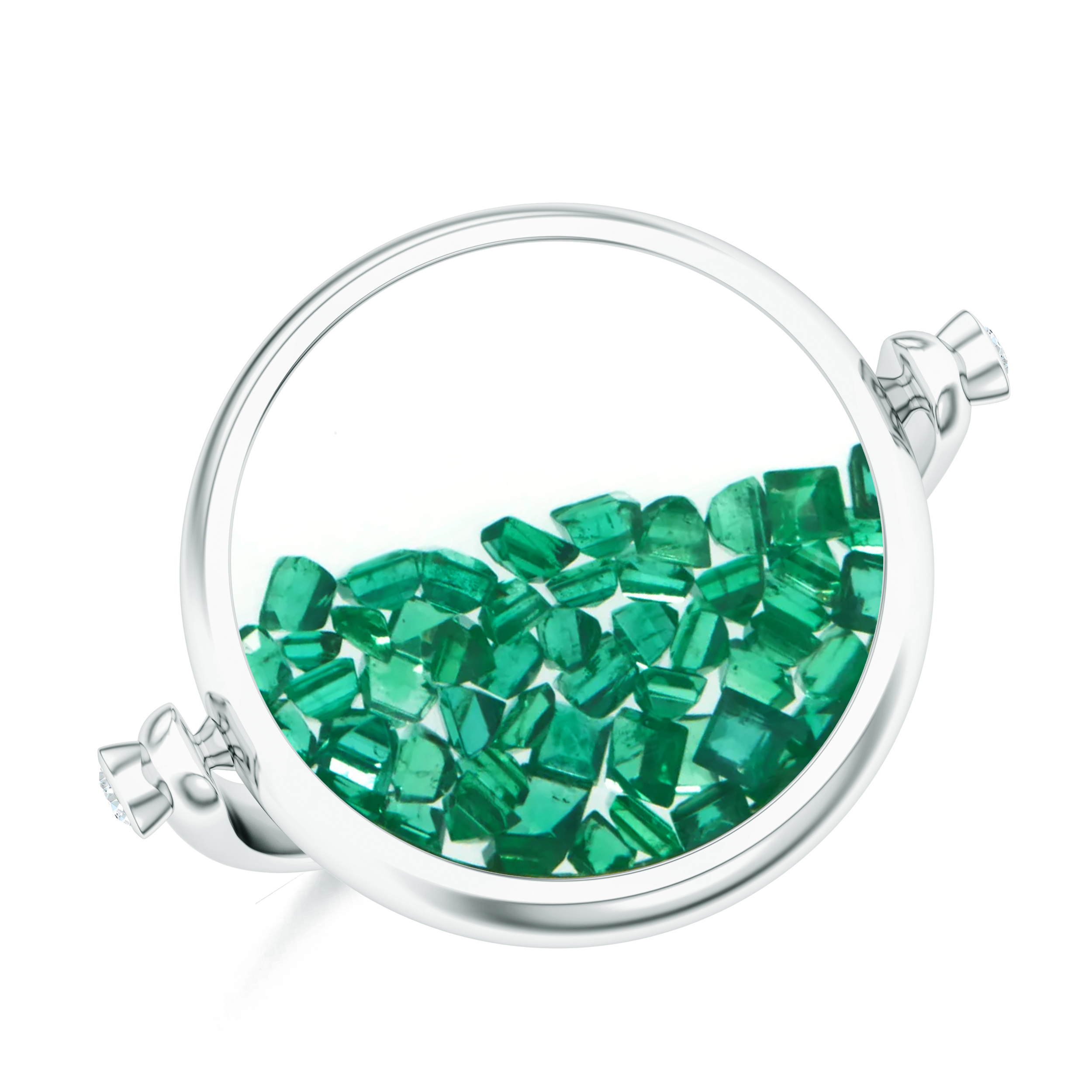 Inel aur alb 18k: smaralde, diamante R-NOM-WG-E/D