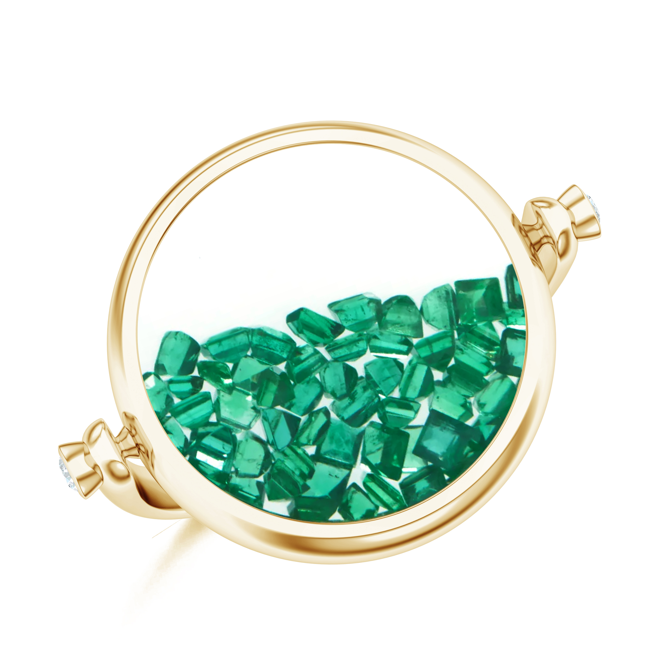 Inel aur galben 18k: smaralde, diamante R-NOM-YG-E/D