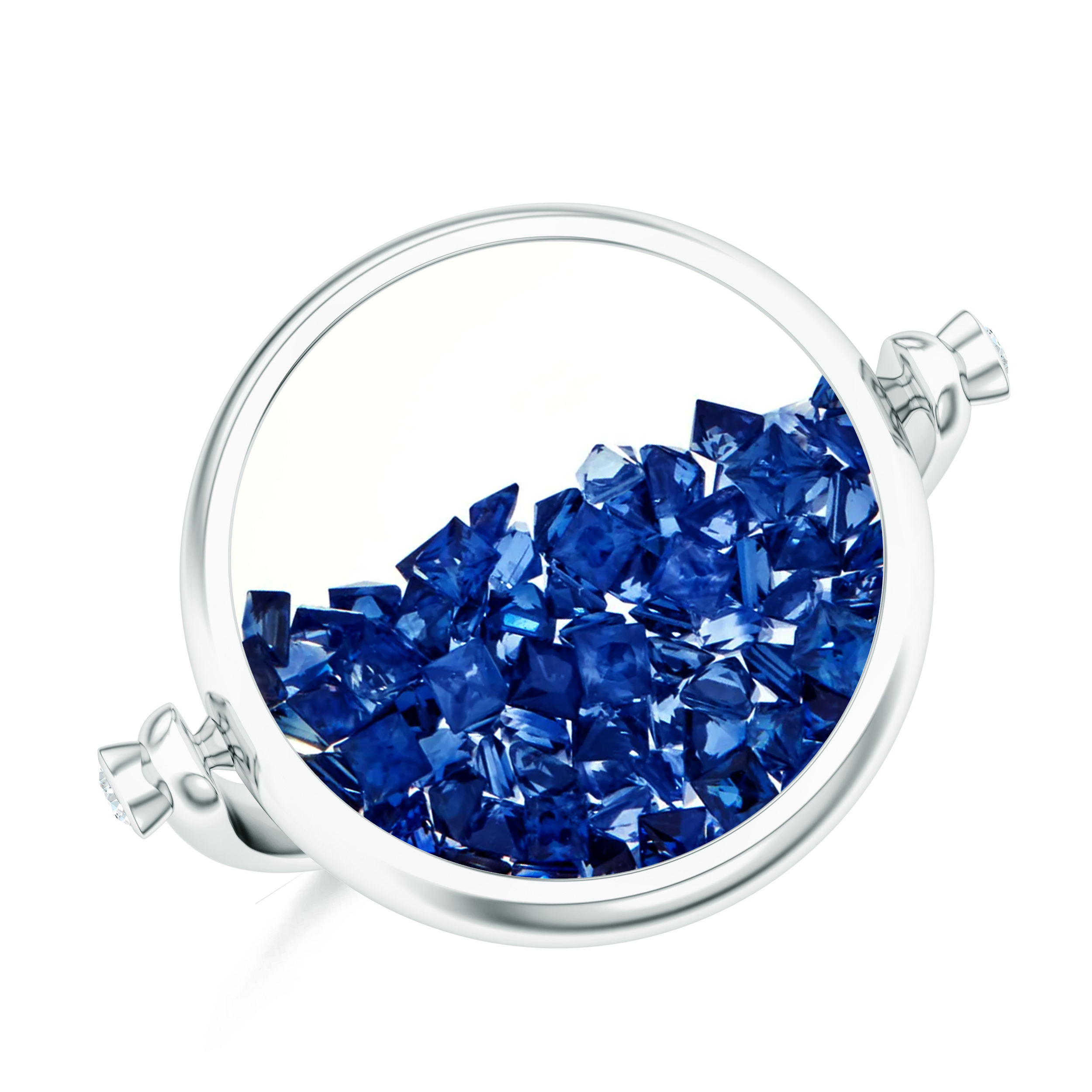 Inel aur alb 18k: safire albastre, diamante R-NOM-WG-BS/D