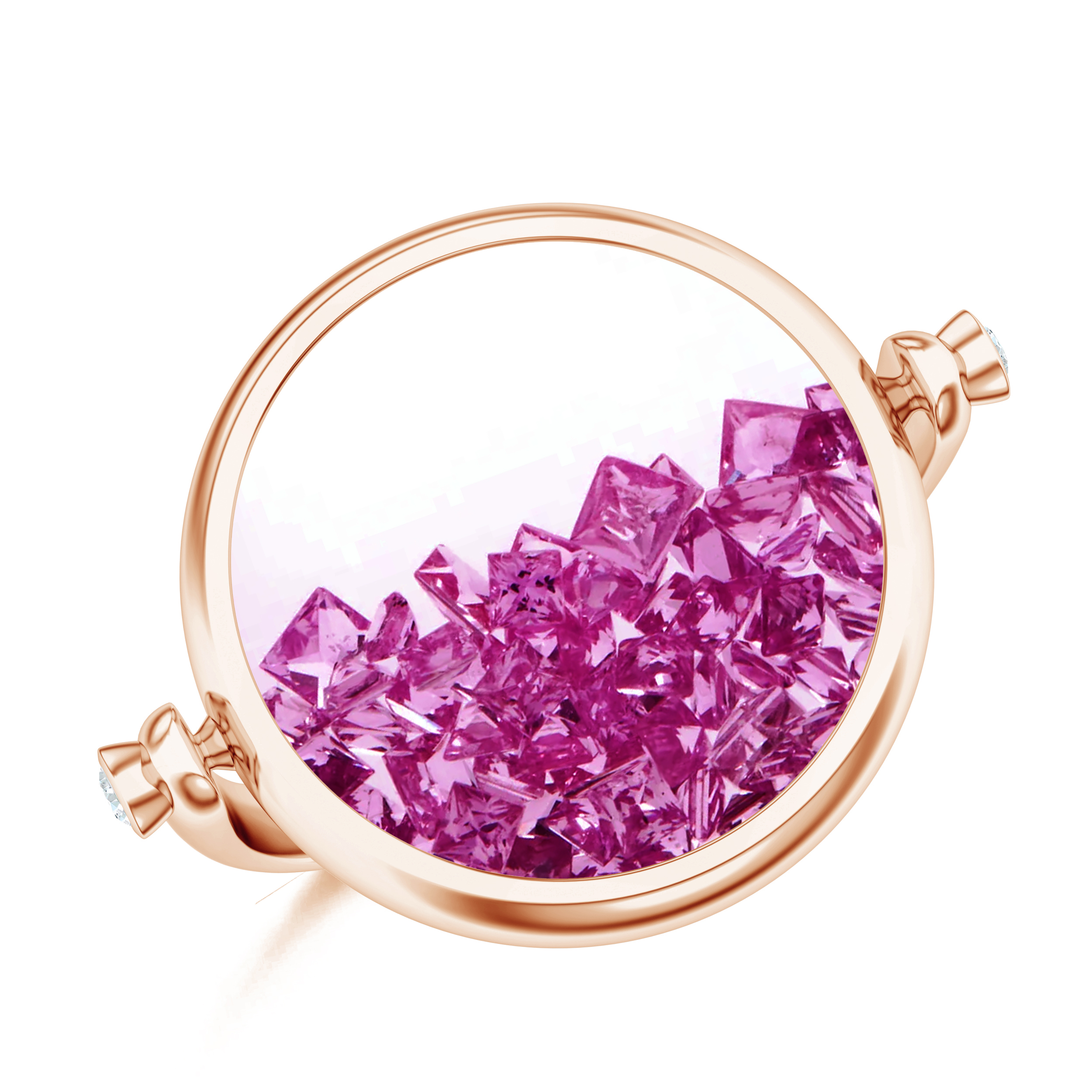 Inel aur roz 18k: safire roz, diamante R-NOM-RG-PS/D