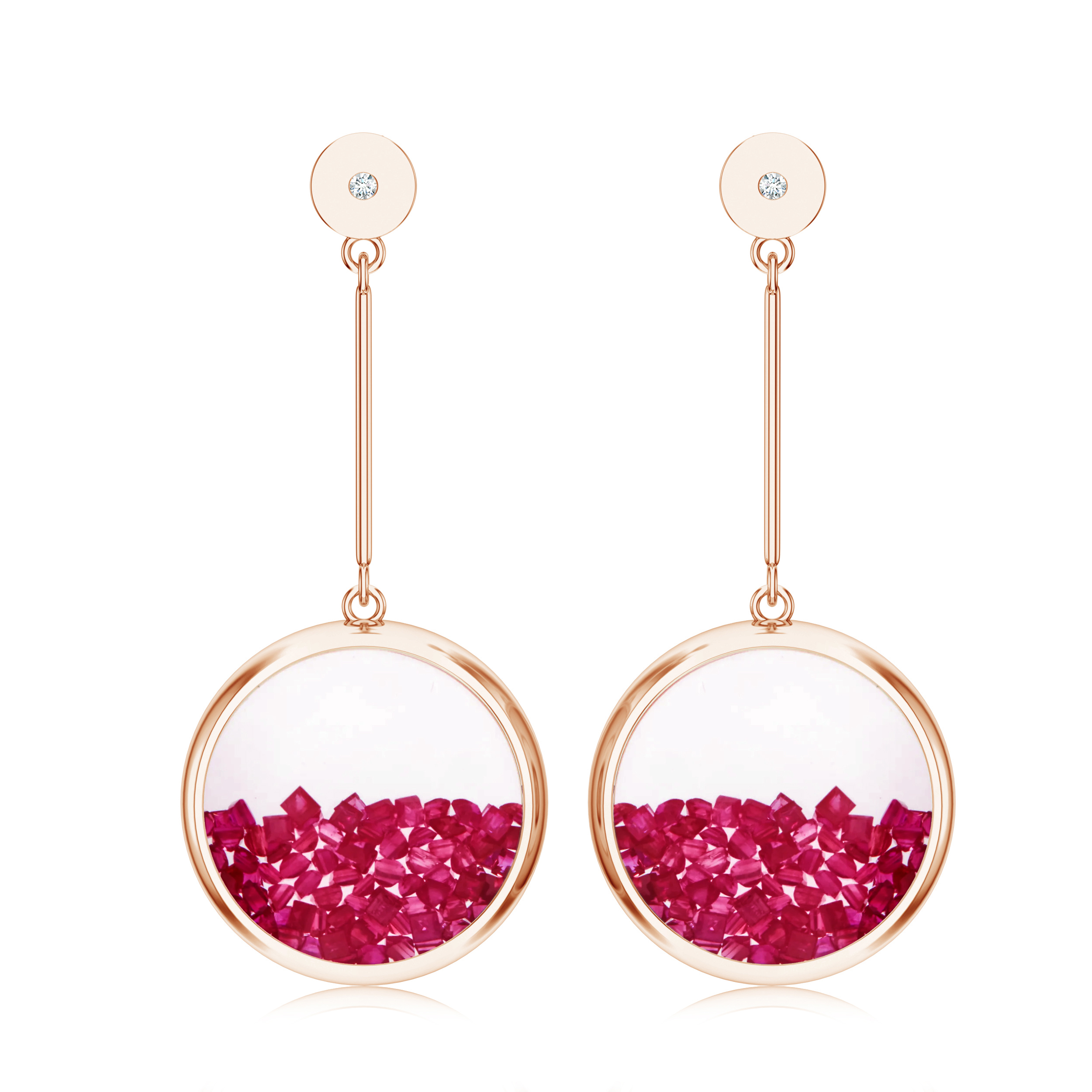 Cercei aur roz 18k: rubine, diamante E-NOM-RG-RY/D