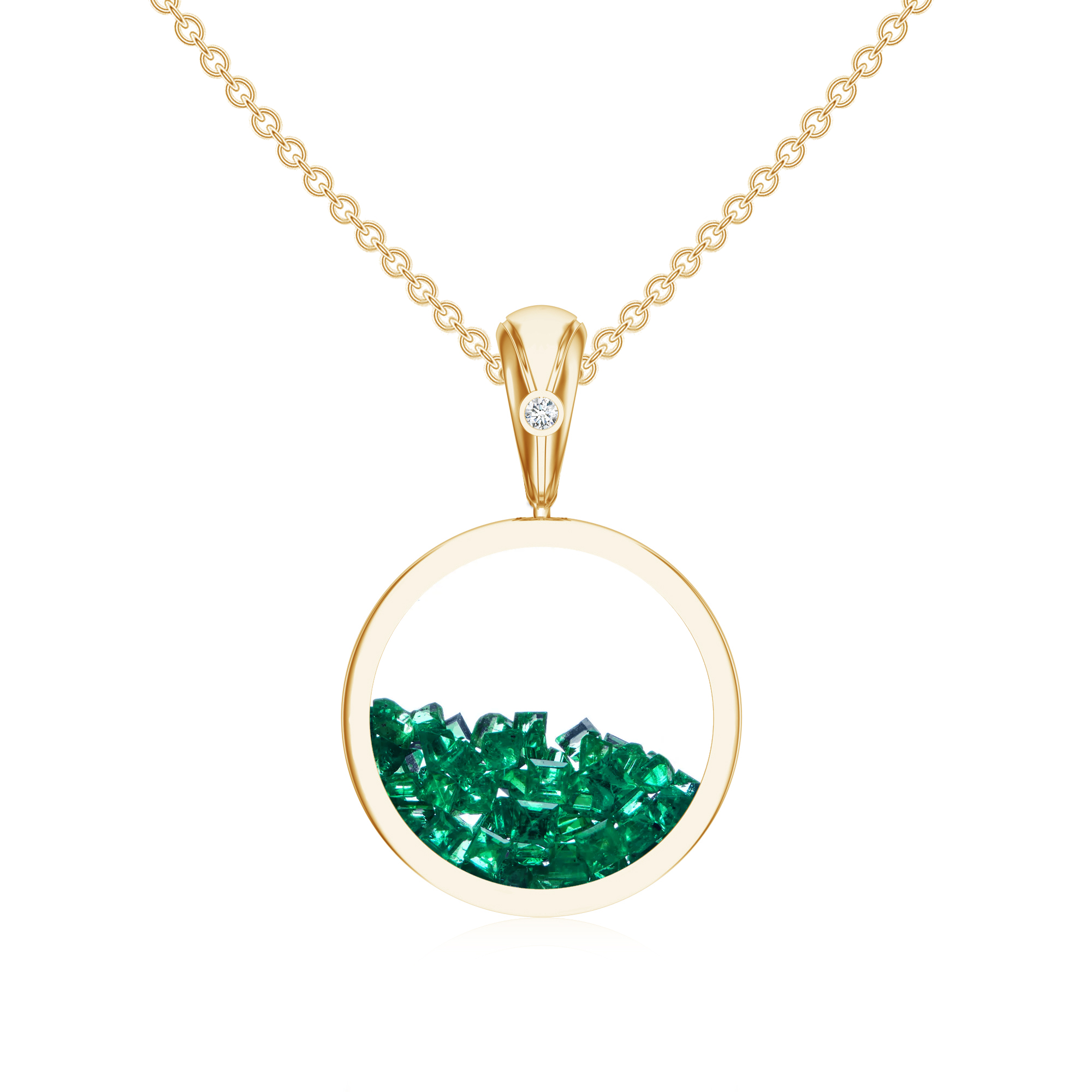 Pandantiv aur galben 18k: smaralde, diamante P/SS-NOM-YG-E/D